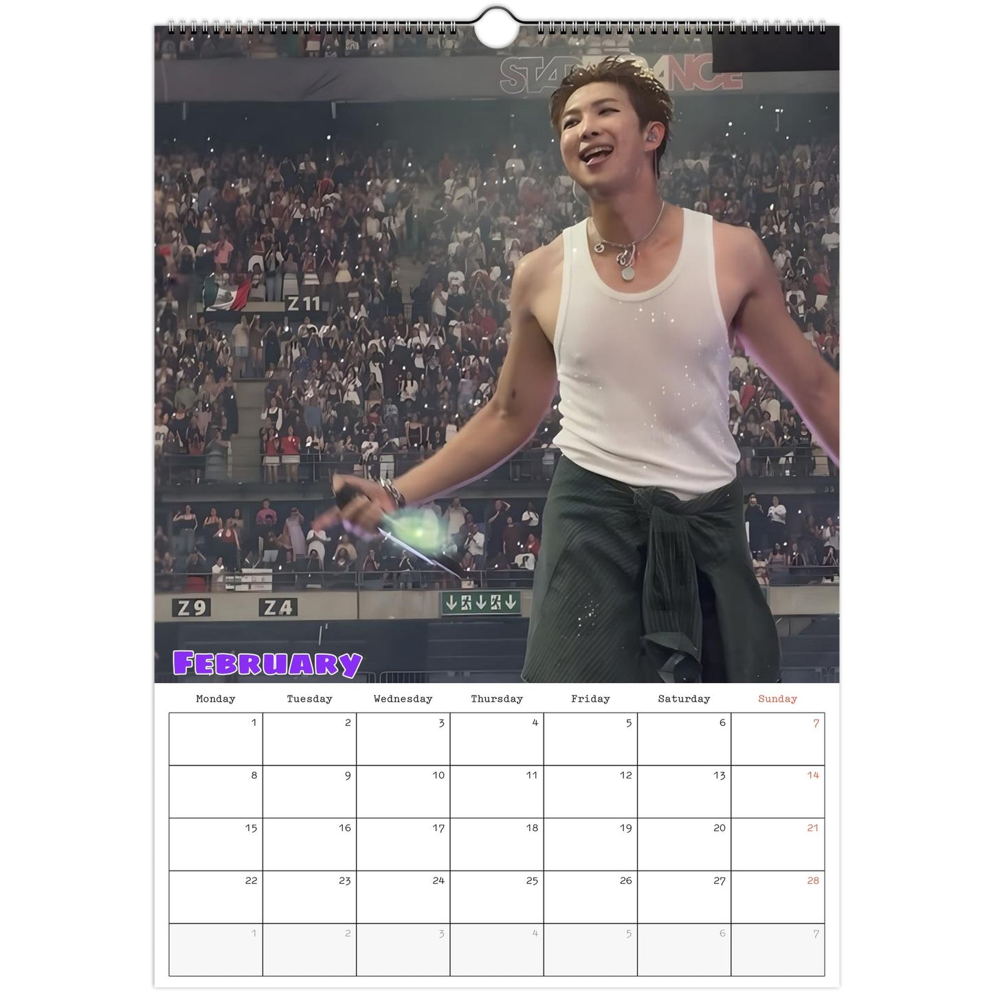 BTS RM Calendar 2027 February page