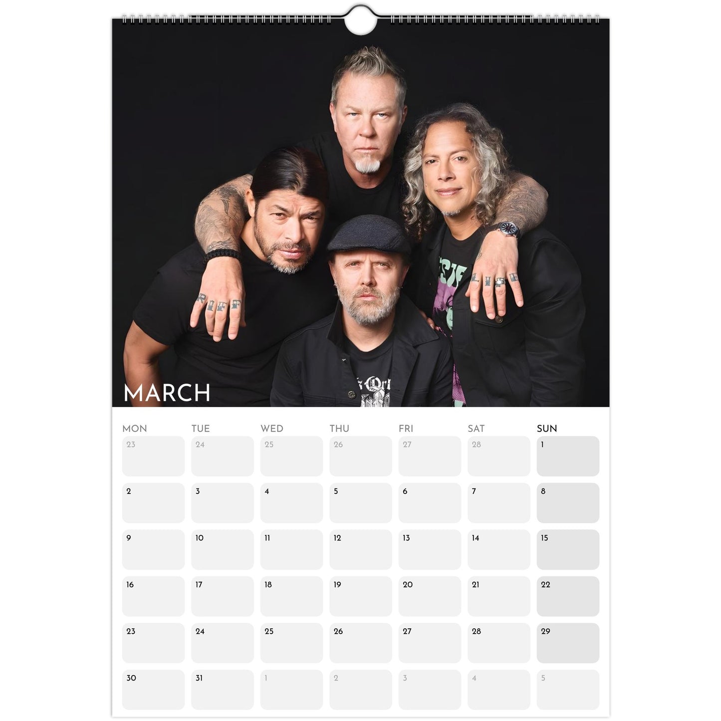 Metallica 2026 A3 wall calendar March 2027
