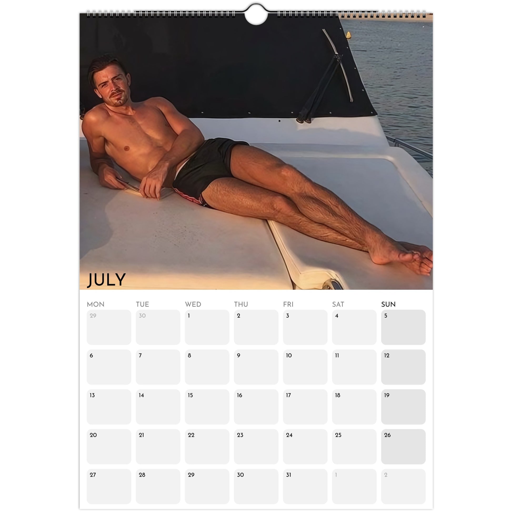 Jack Grealish 2026 A3 wall calendar July