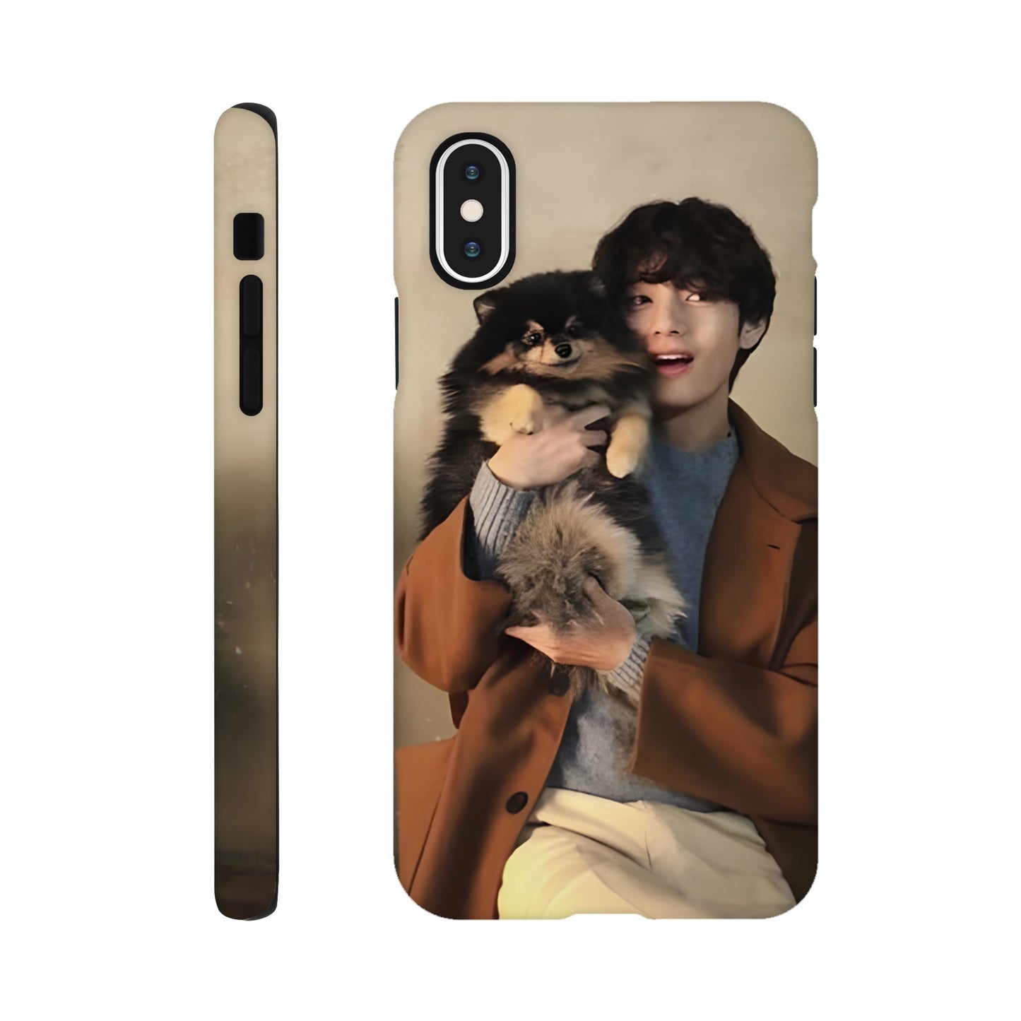 BTS V iPhone tough case with cute Yeontan illustration