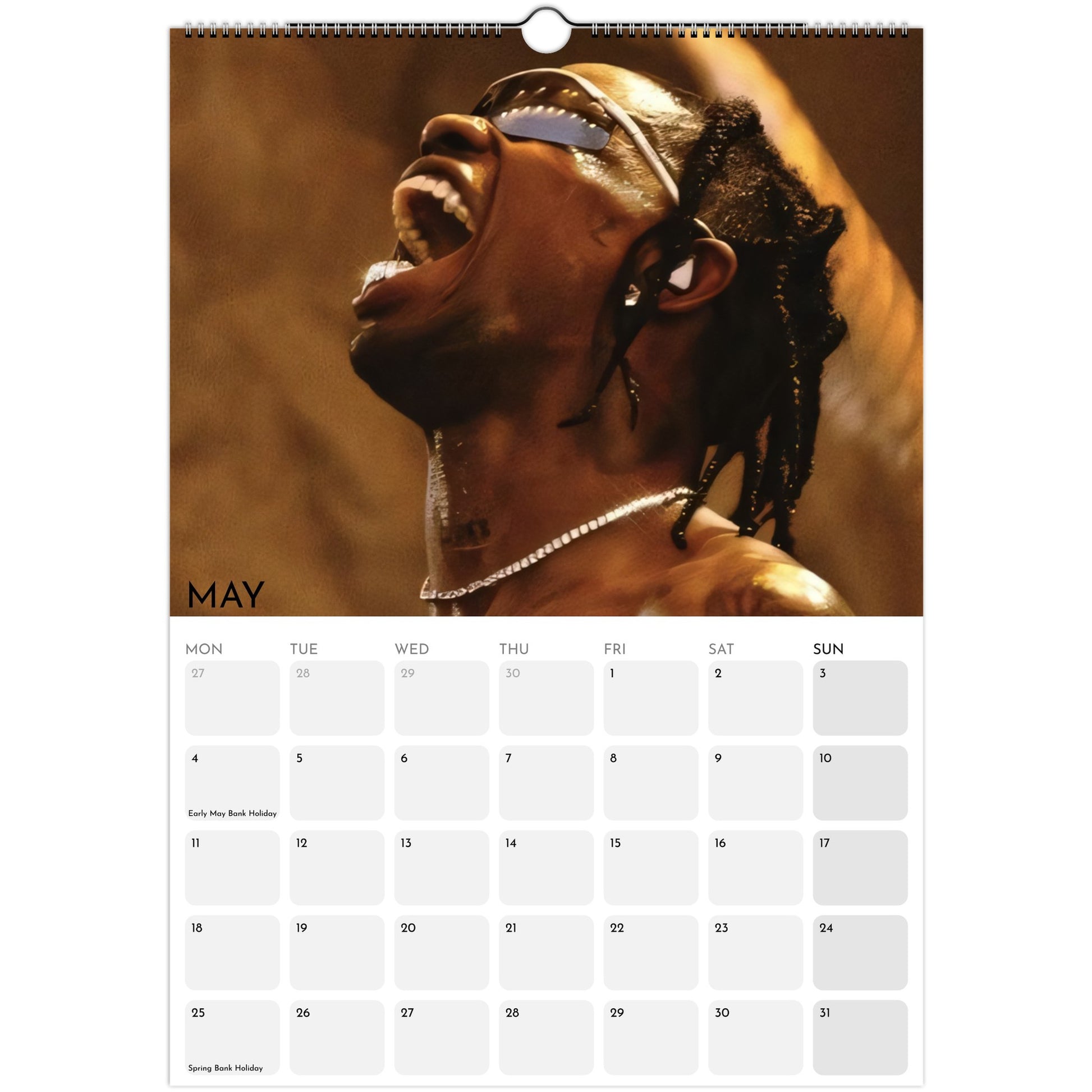 Travis Scott 2026 A3 wall calendar May