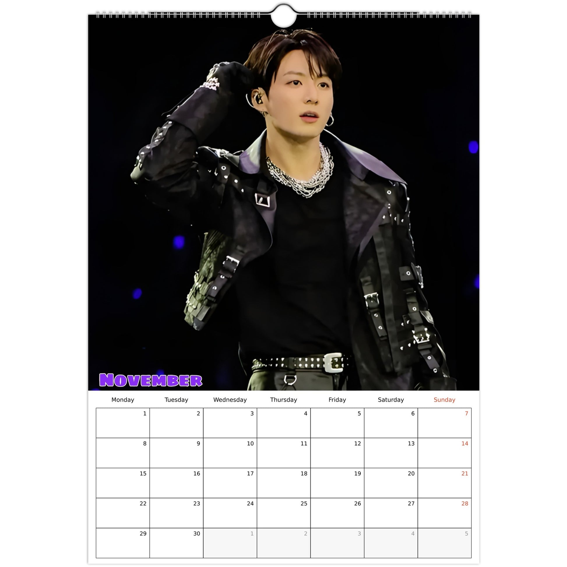 BTS Jungkook Calendar 2027 November page