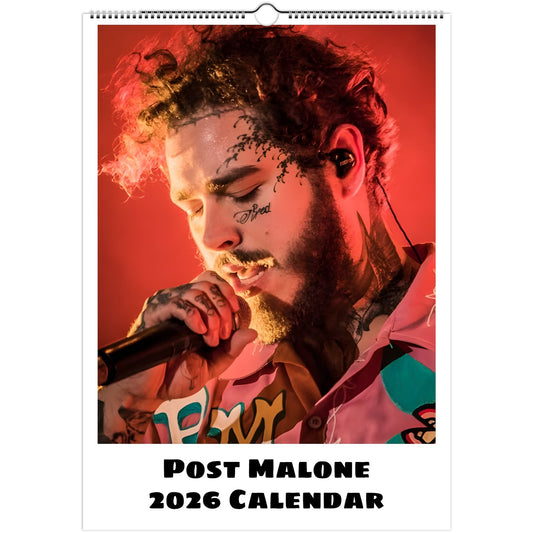 Post Malone 2026 A3 wall calendar front cover