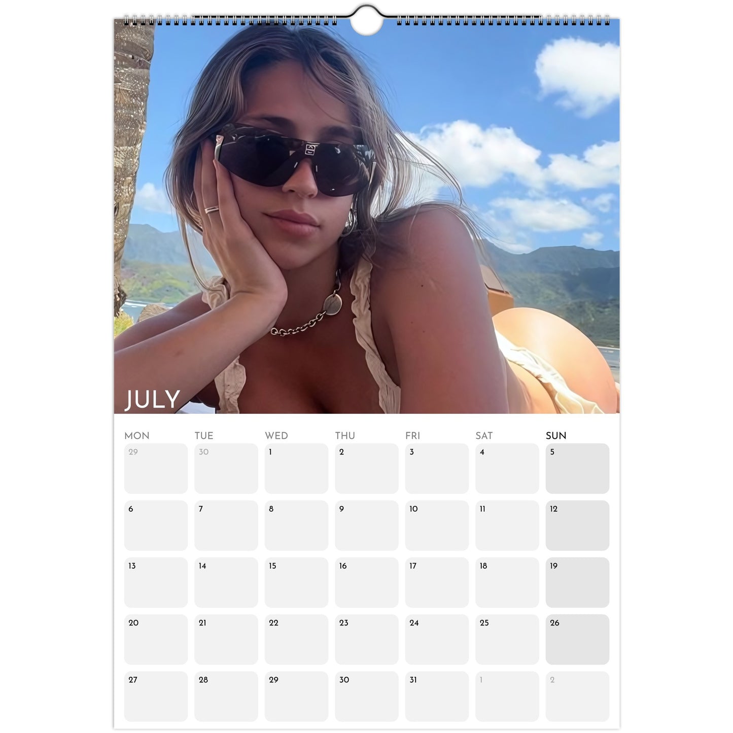 Tate McRae 2026 A3 wall calendar July
