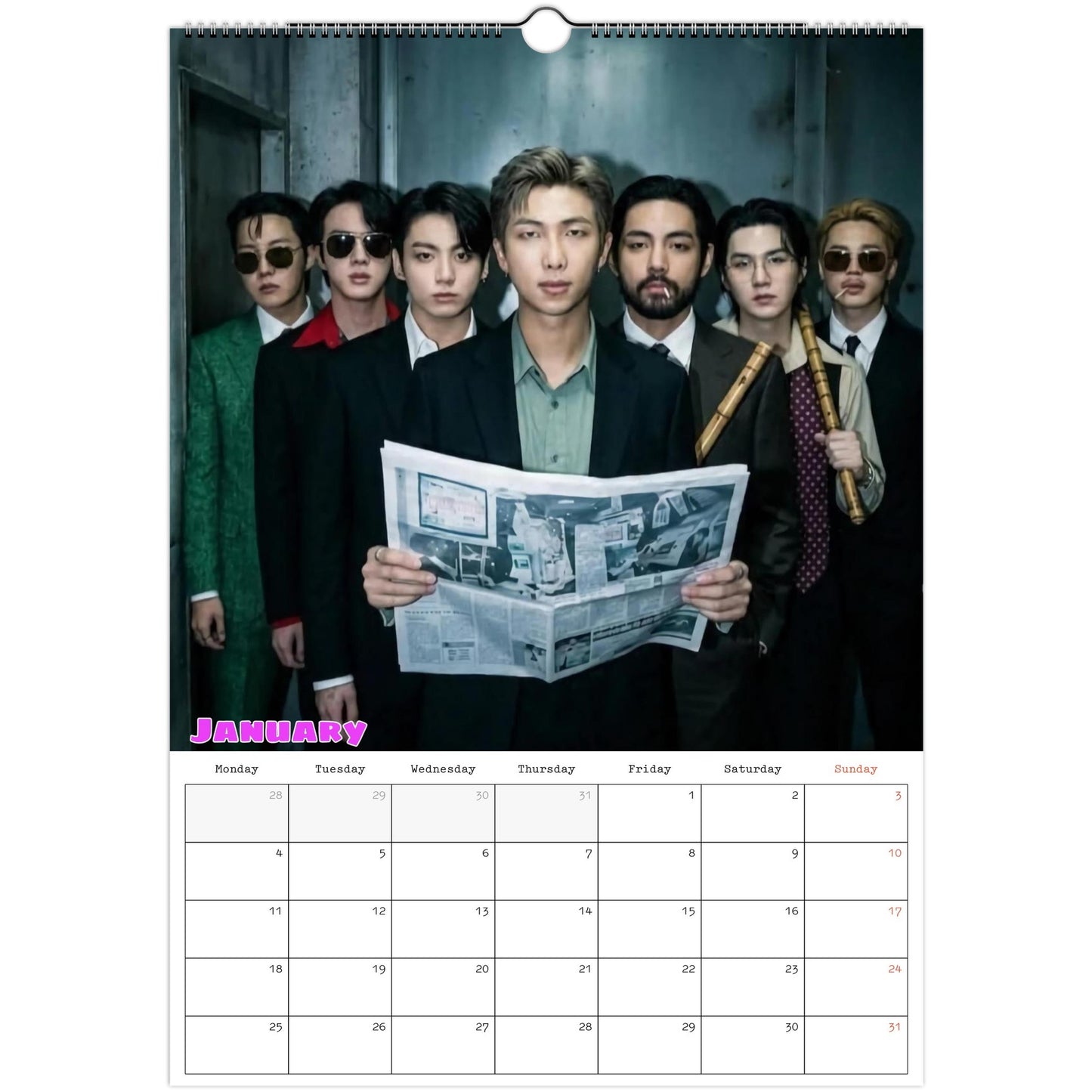 BTS January calendar page 