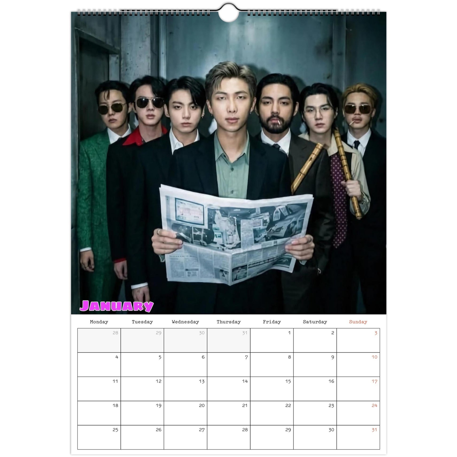 BTS January calendar page 