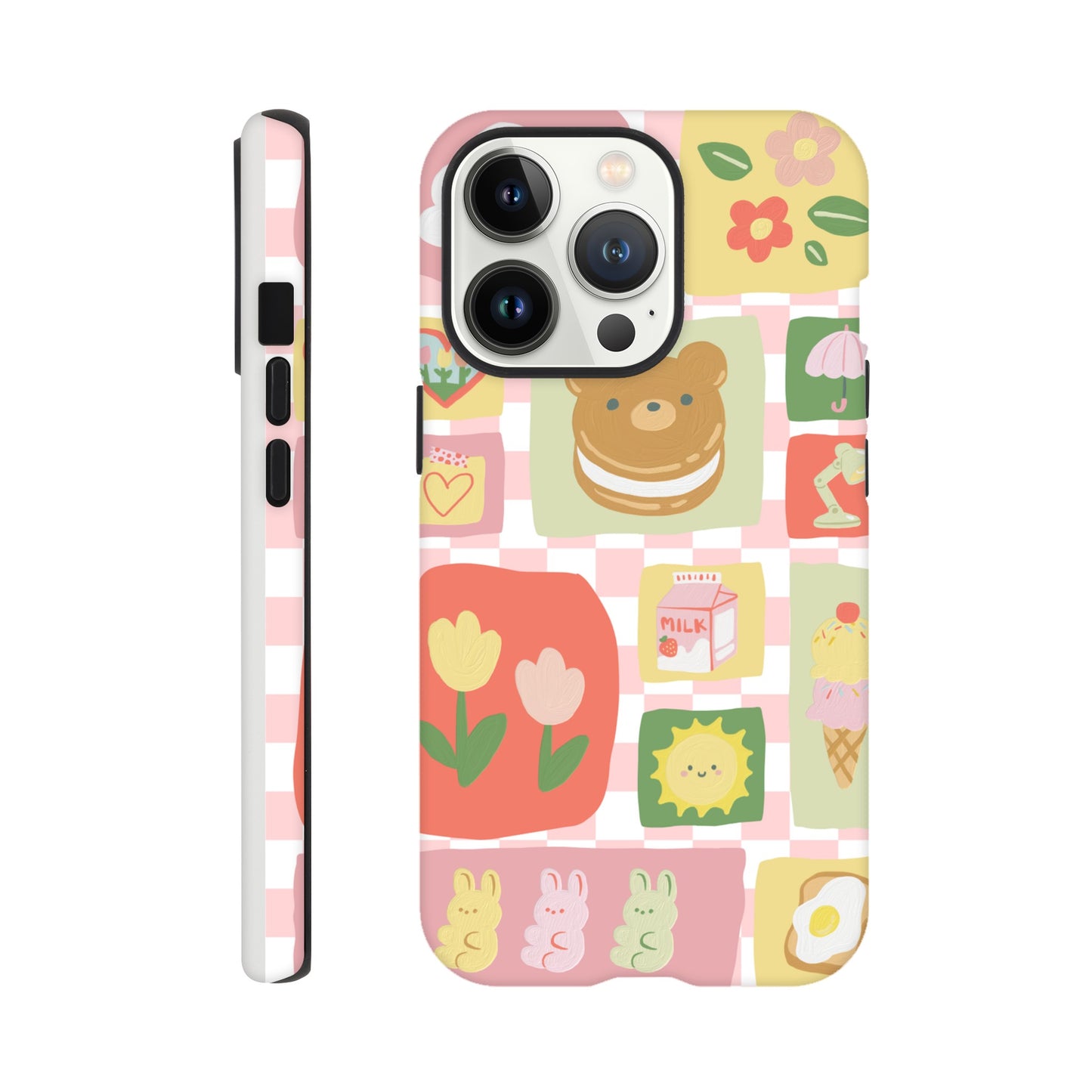 Dual‑layer iPhone case with soft pastel kawaii aesthetic