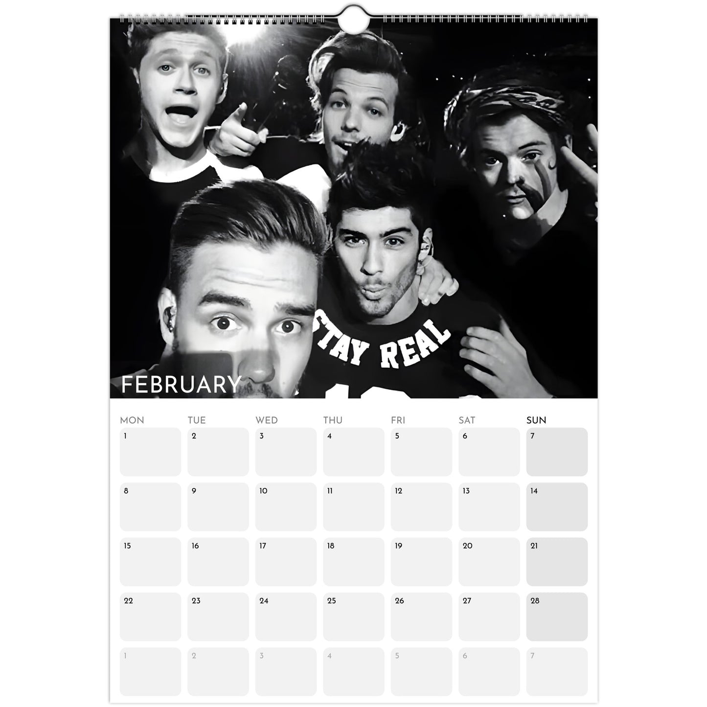 One Direction 2026 A3 wall calendar February 2027