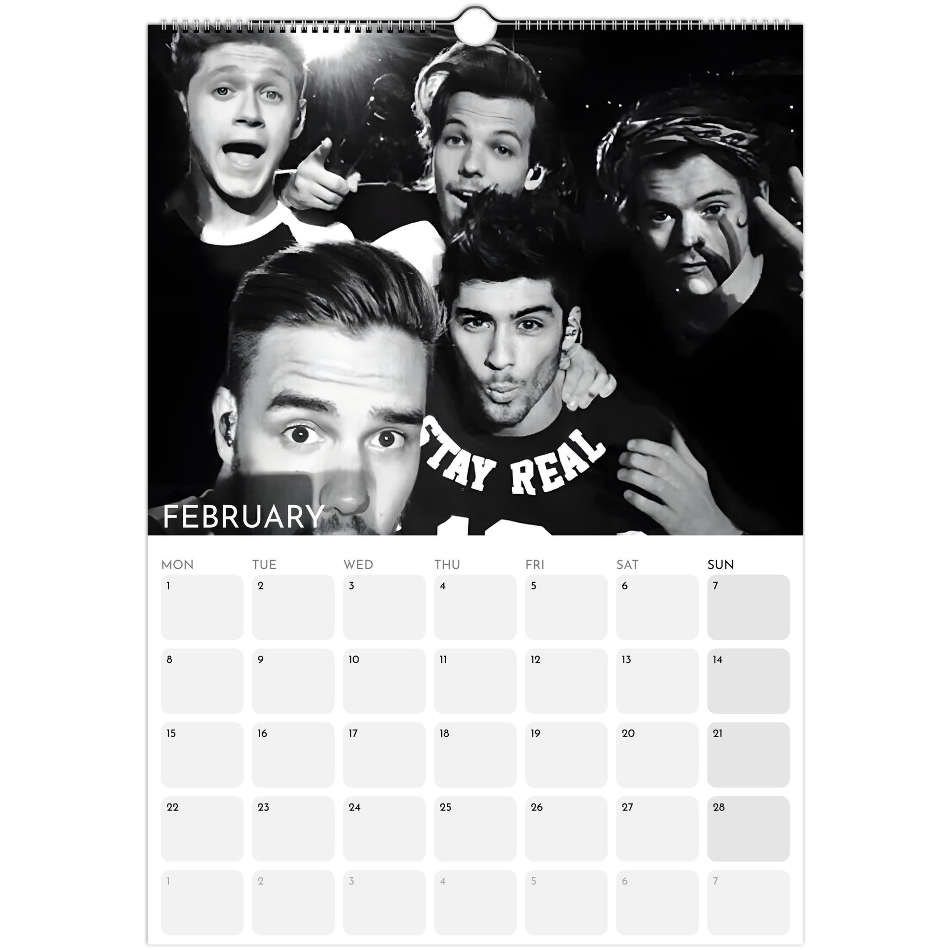 One Direction 2026 A3 wall calendar February 2027