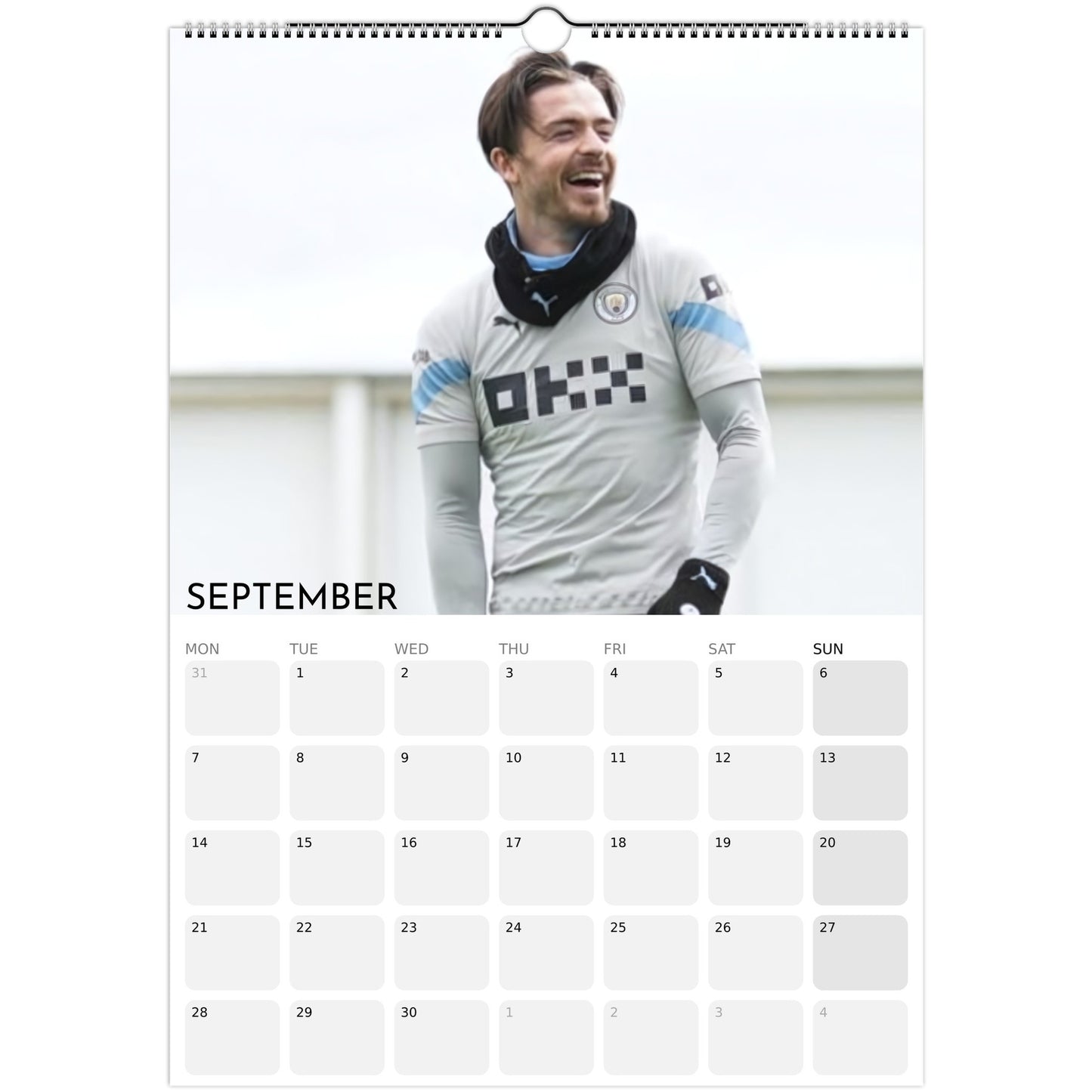 Jack Grealish 2026 A3 wall calendar September