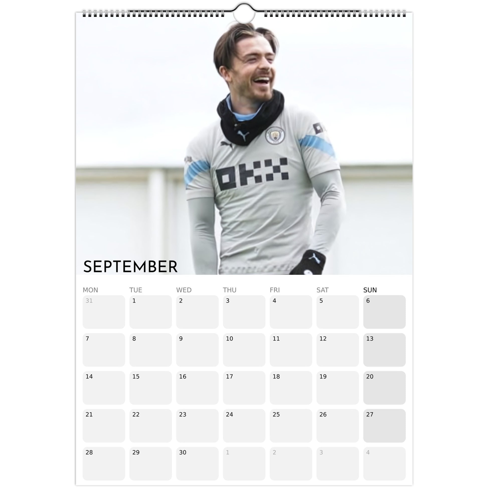 Jack Grealish 2026 A3 wall calendar September