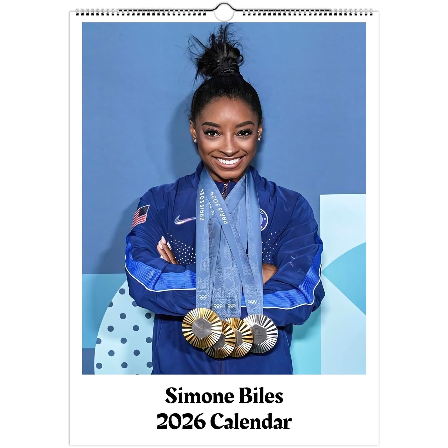 Simone Biles 2026 A3 wall calendar front cover