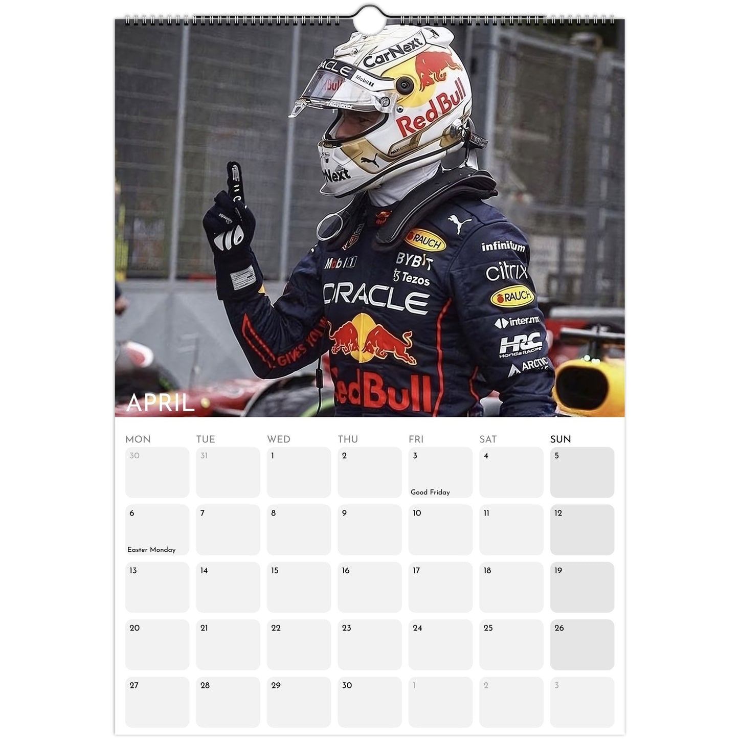 Max Verstappen 2026 A3 wall calendar April