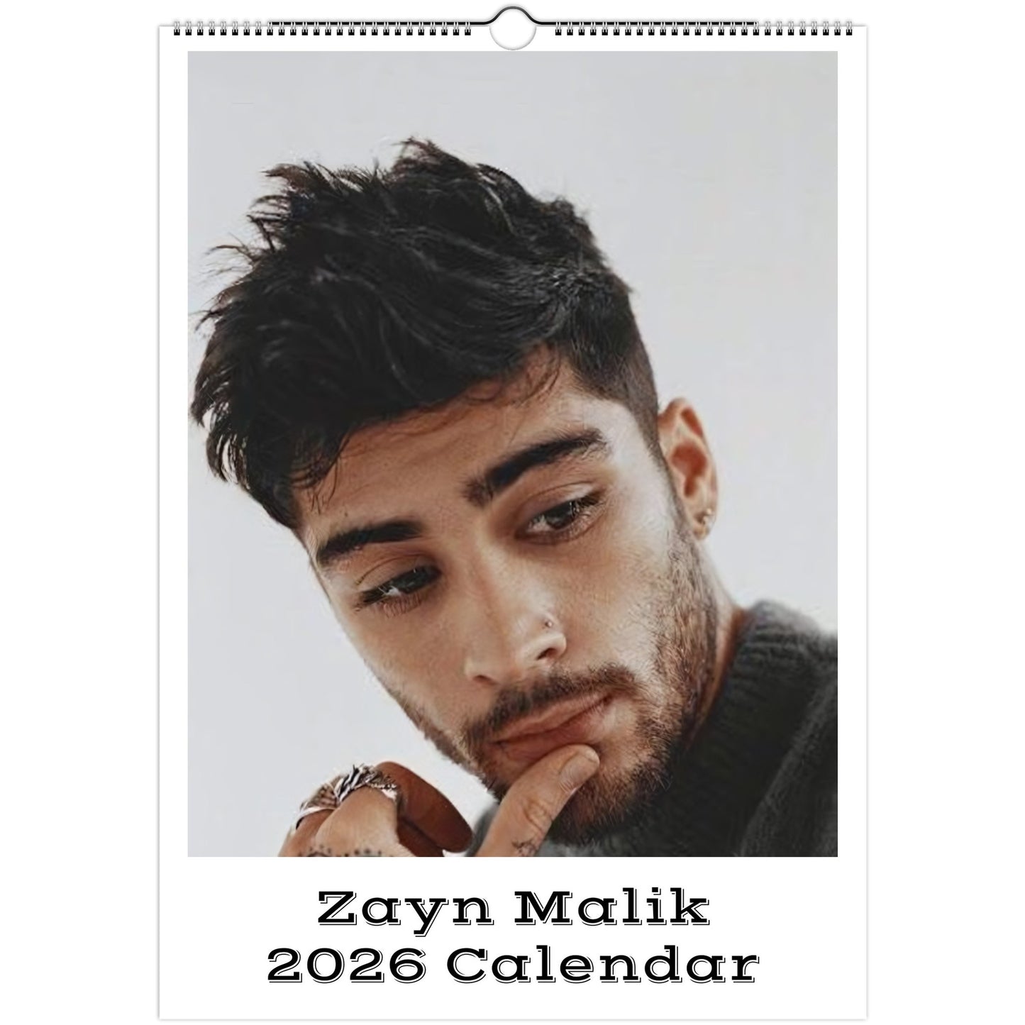 Zayn Malik 2026 A3 wall calendar front cover