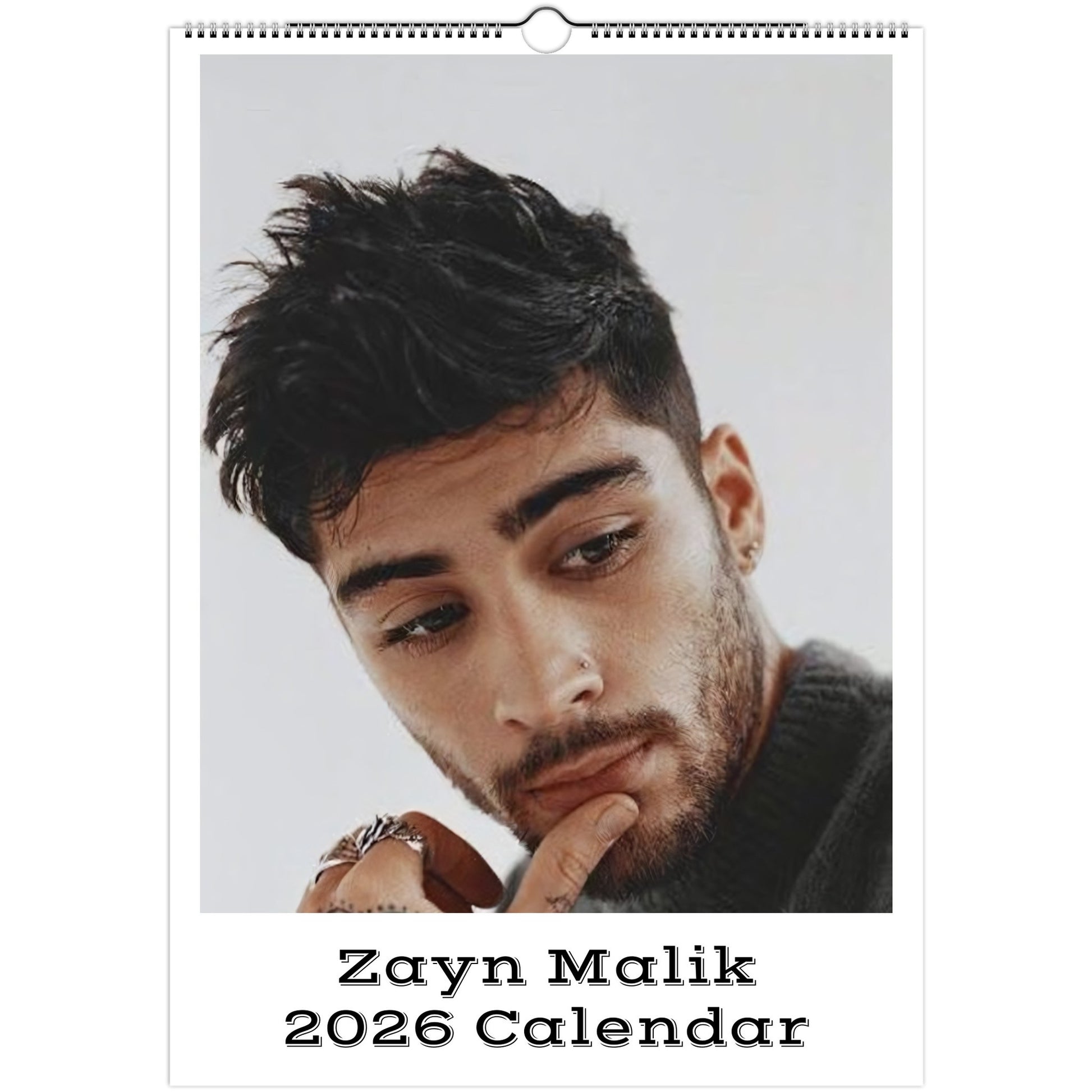 Zayn Malik 2026 A3 wall calendar front cover