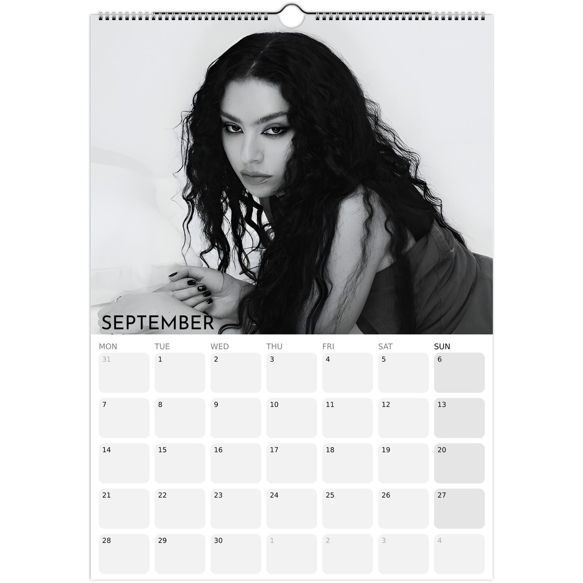 Charli XCX 2026 A3 wall calendar September