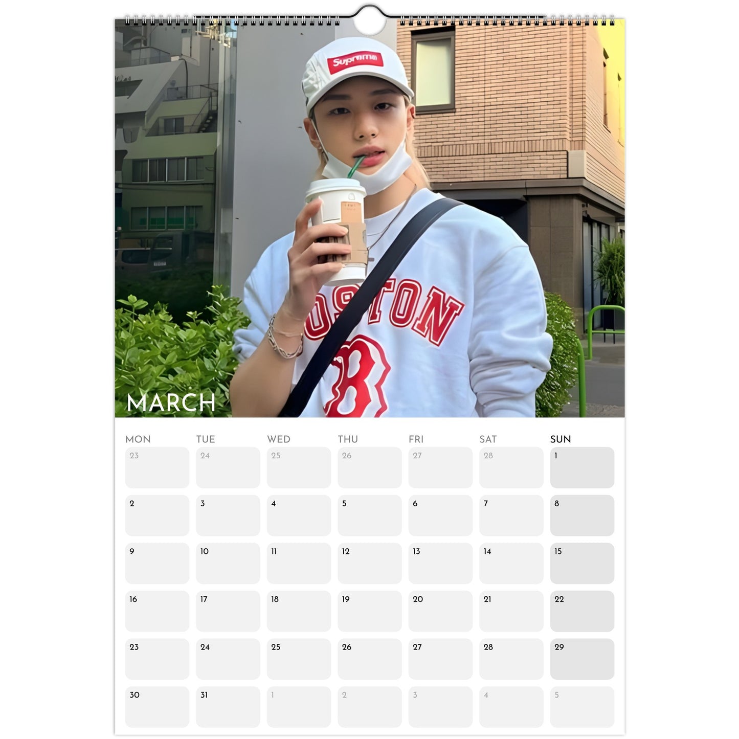 Stray Kids Hyunjin Boyfriend Style 2026 A3 wall calendar March