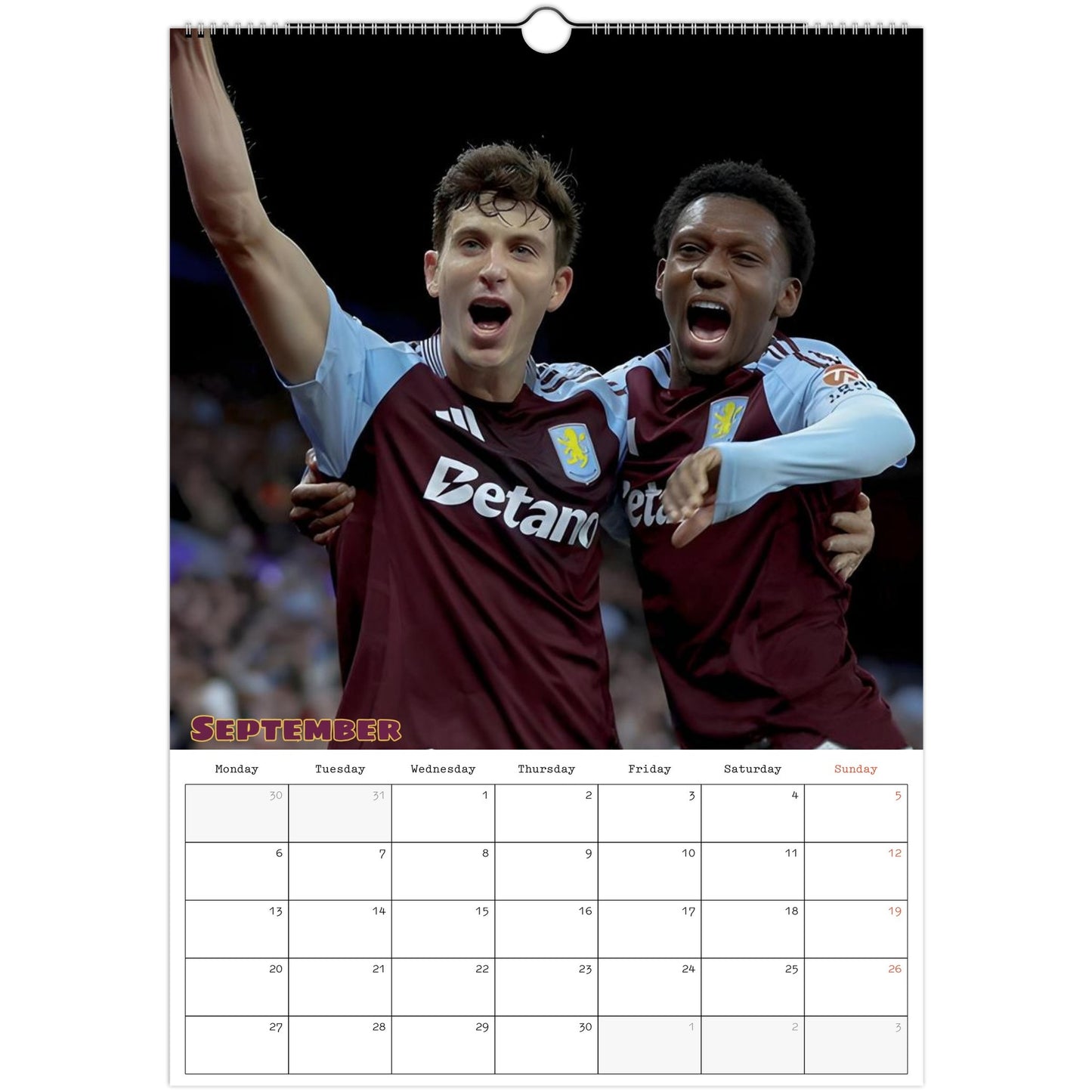 Aston Villa Calendar September page
