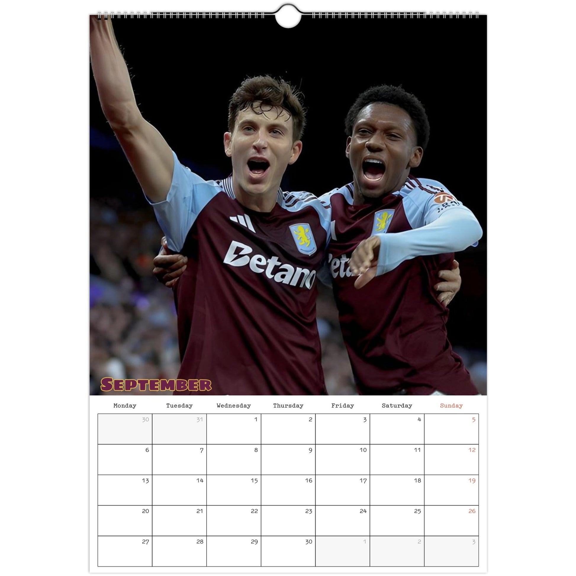 Aston Villa Calendar September page
