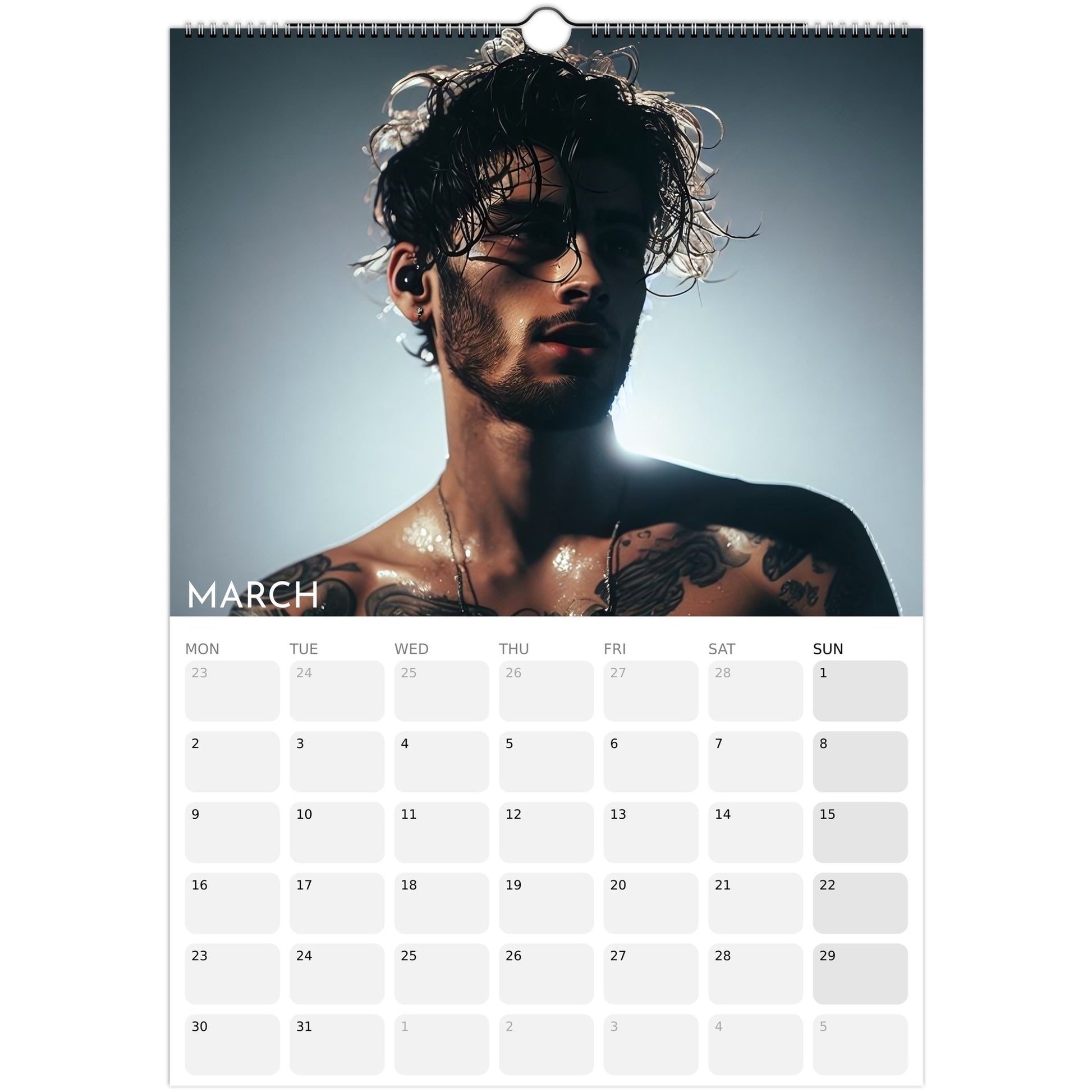 Zayn Malik 2026 A3 wall calendar March