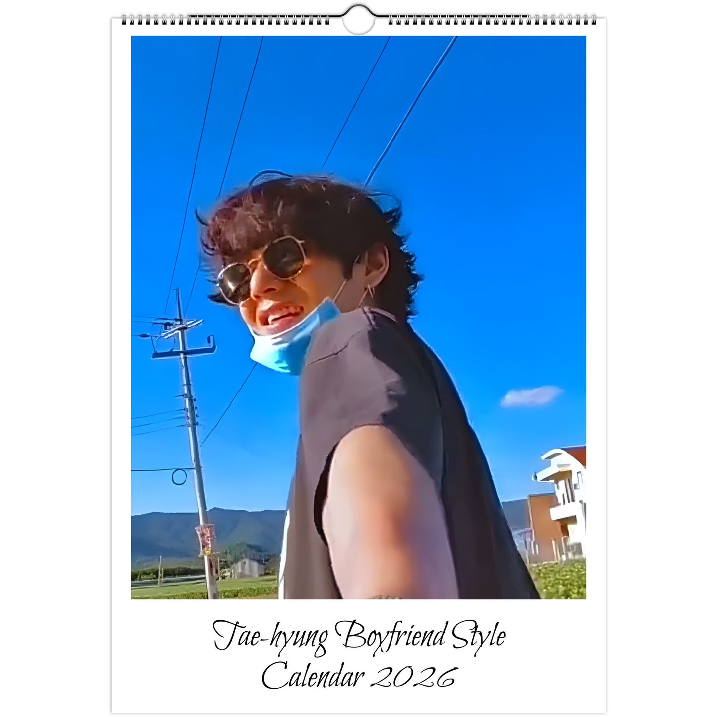 BTS Taehyung V 2026 A3 boyfriend‑style wall calendar Front Cover