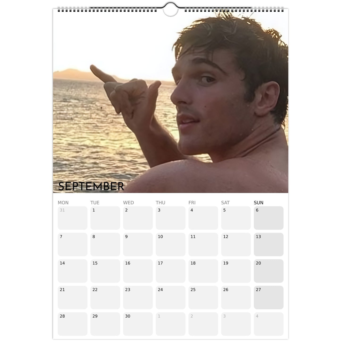 Jacob Elordi 2026 A3 wall calendar September