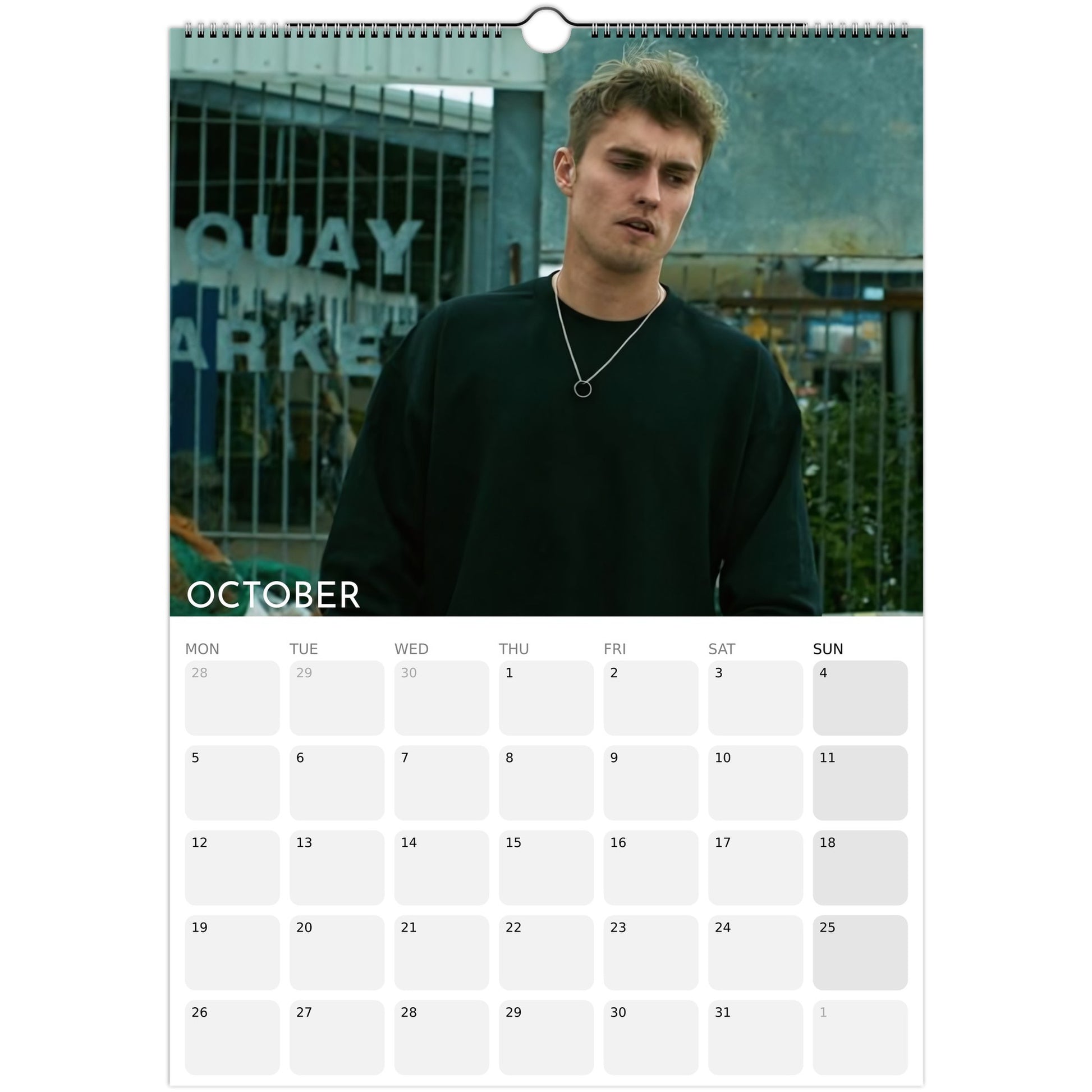 Sam Fender 2026 A3 wall calendar October