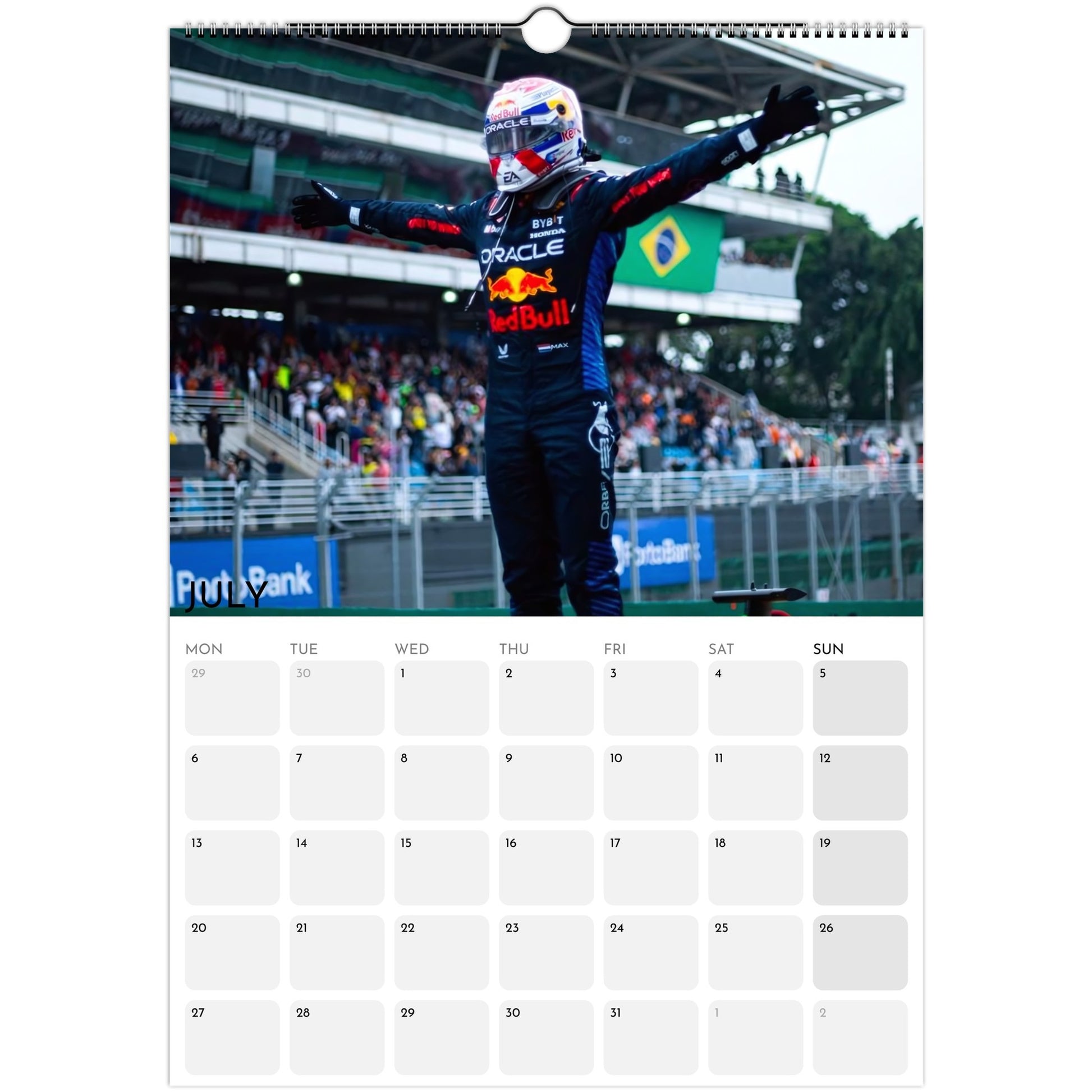 Max Verstappen 2026 A3 wall calendar July