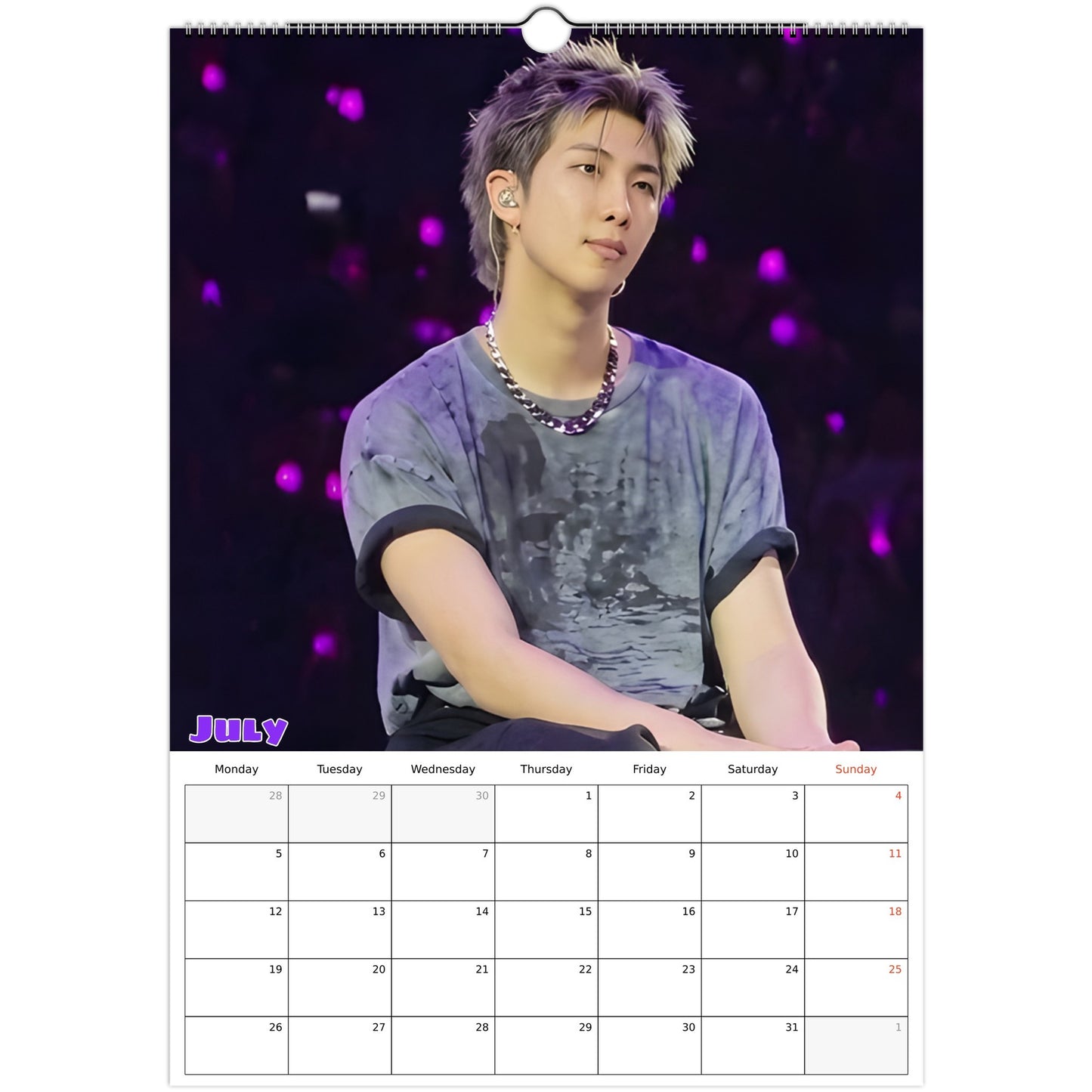 BTS RM Calendar 2027 July page