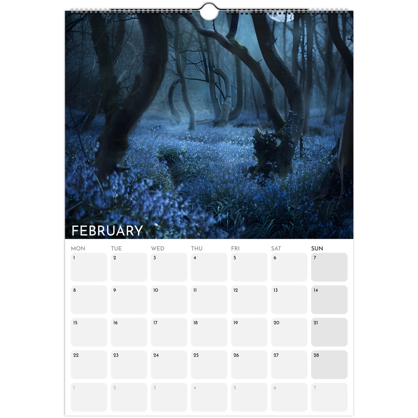 Enchanted Forest 2026 A3 wall calendar February 2027