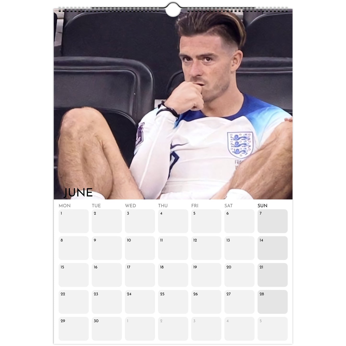 Jack Grealish 2026 A3 wall calendar June