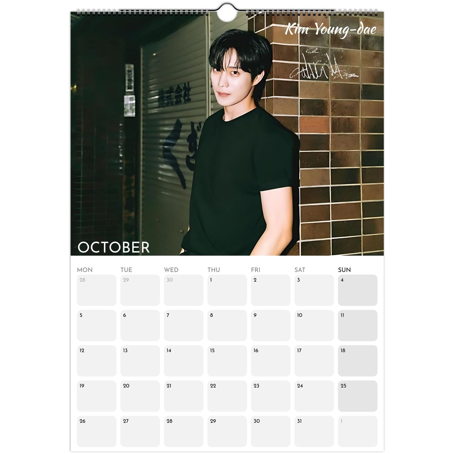 Hot Korean Actors 2026 A3 wall calendar October