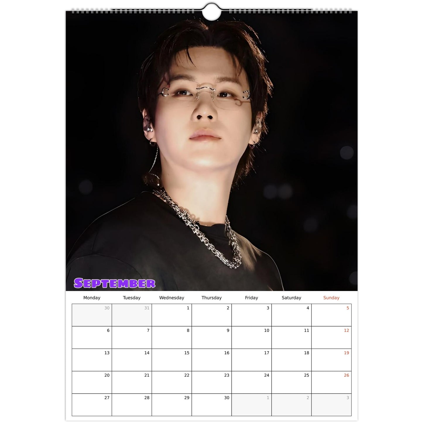 BTS SUGA Calendar September page