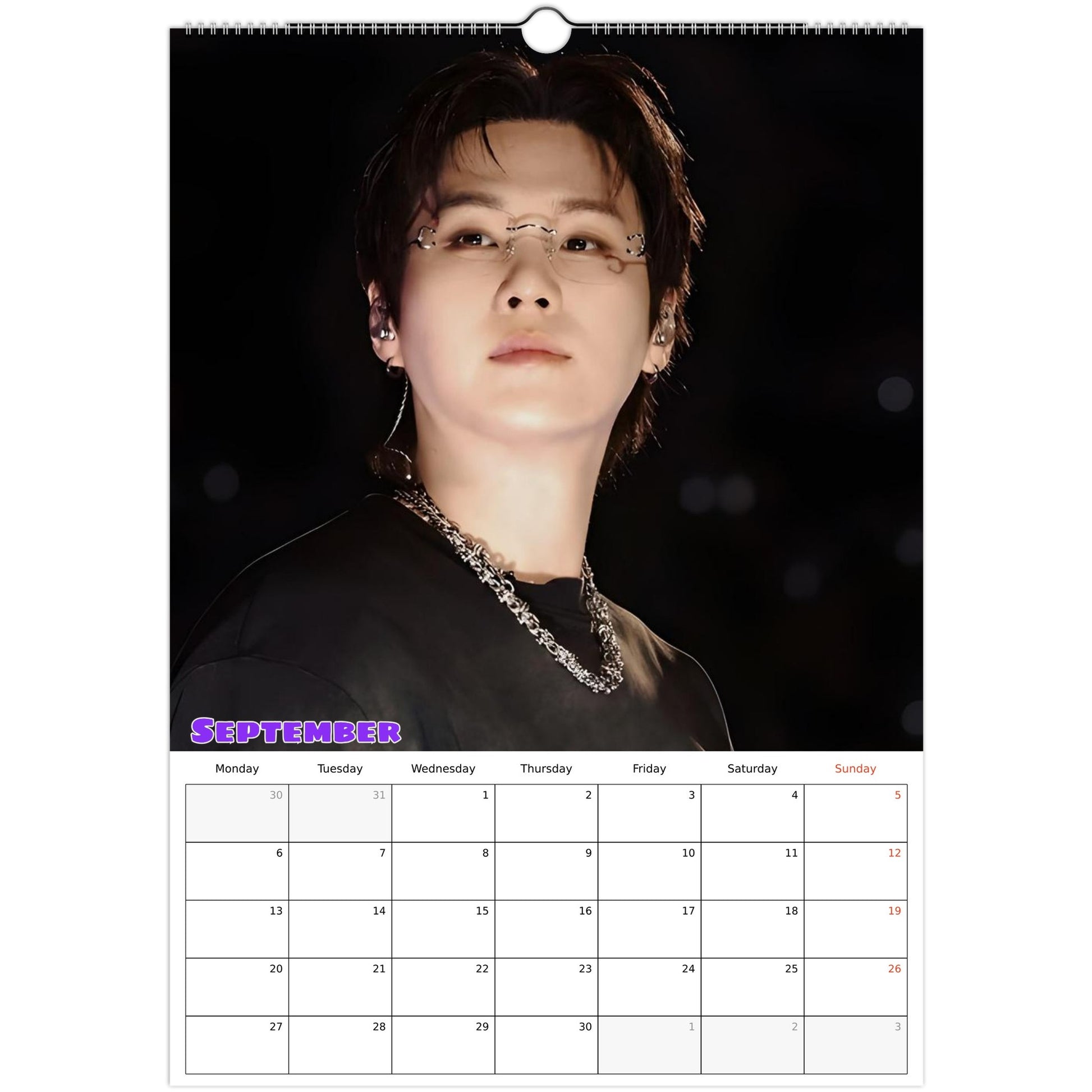 BTS SUGA Calendar September page