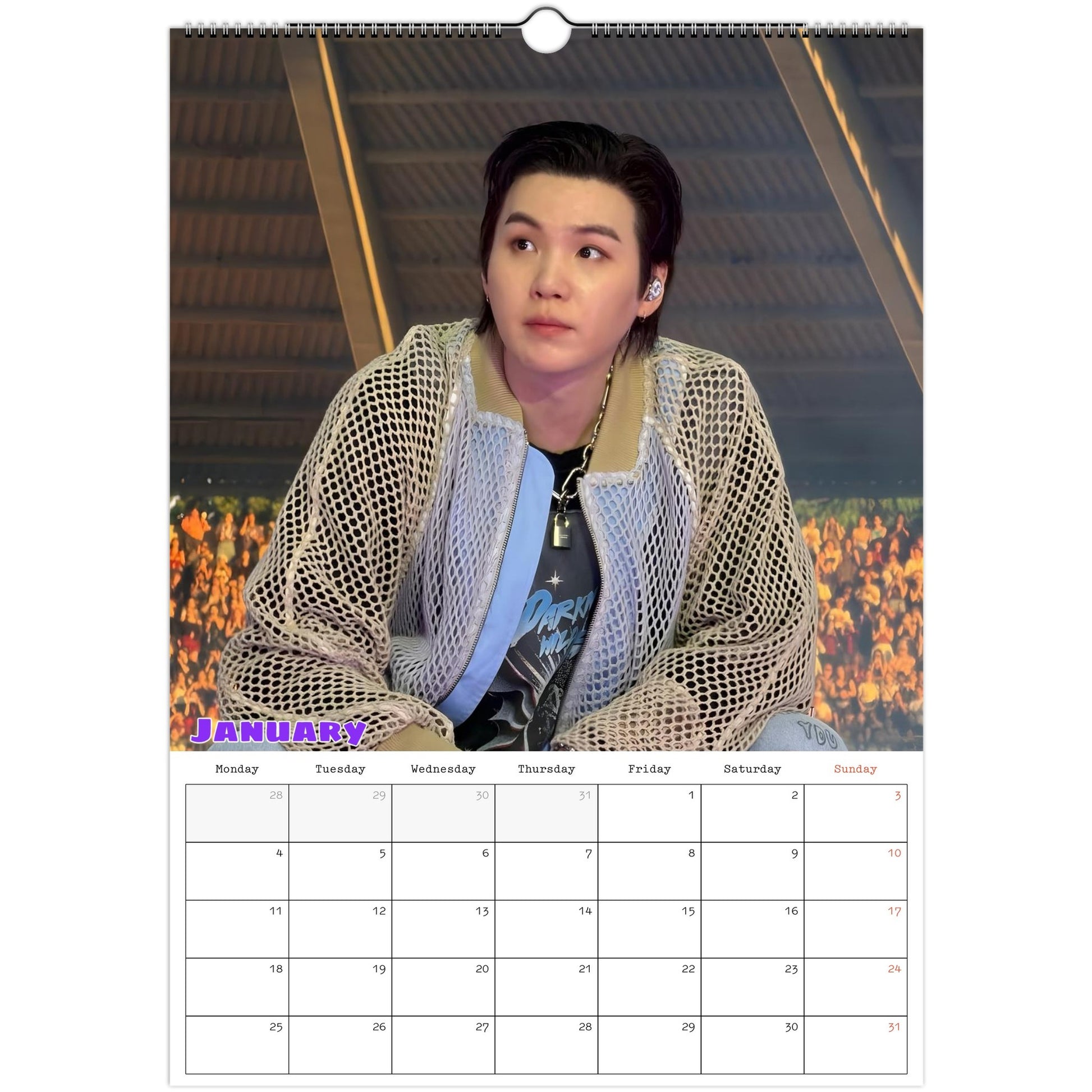 BTS SUGA Calendar January page
