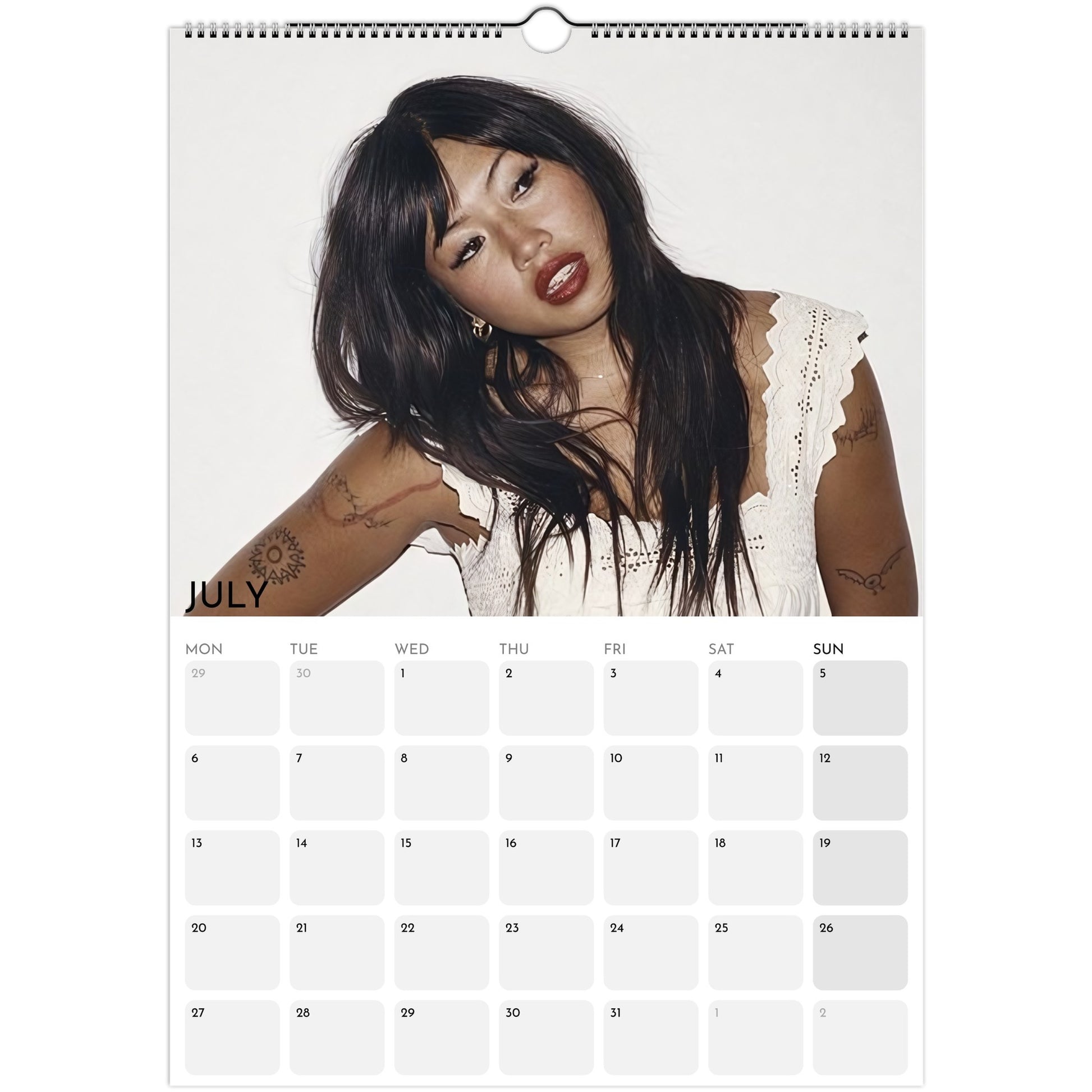 Beabadoobee 2026 A3 wall calendar July