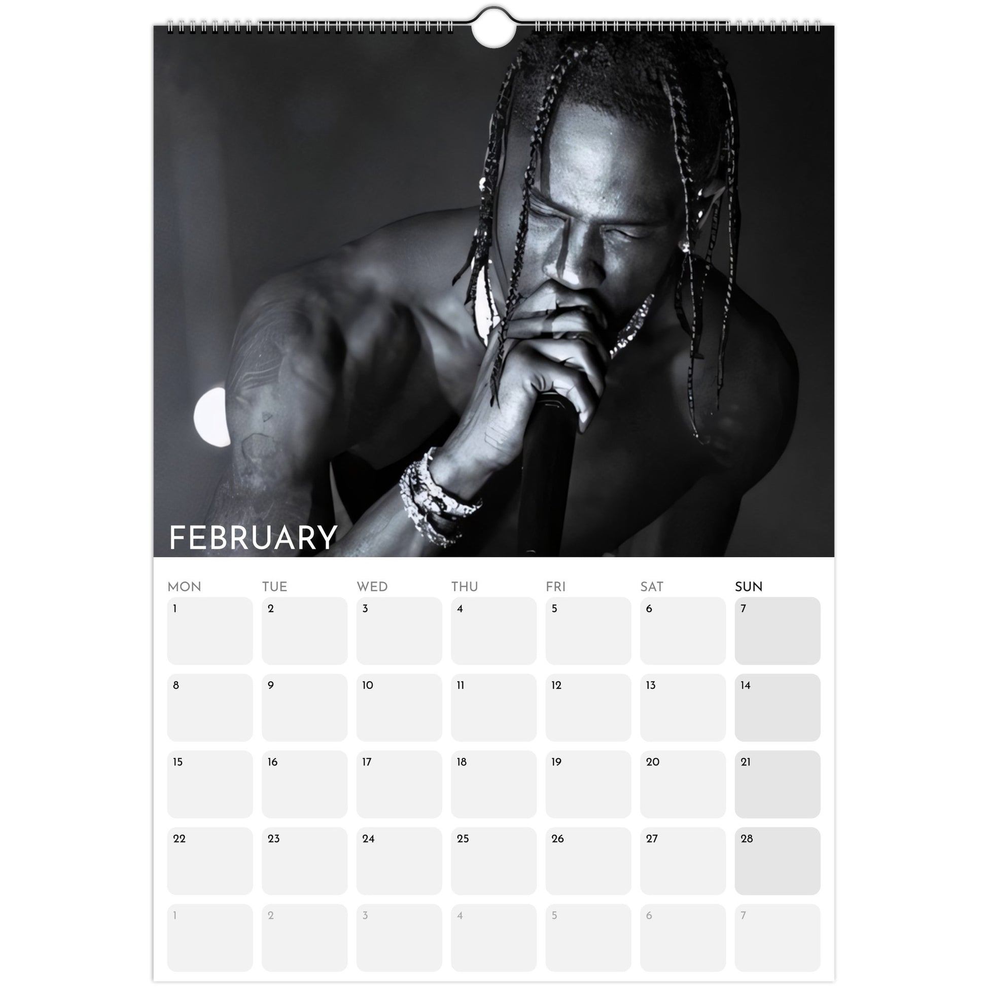 Travis Scott 2026 A3 wall calendar February 2027