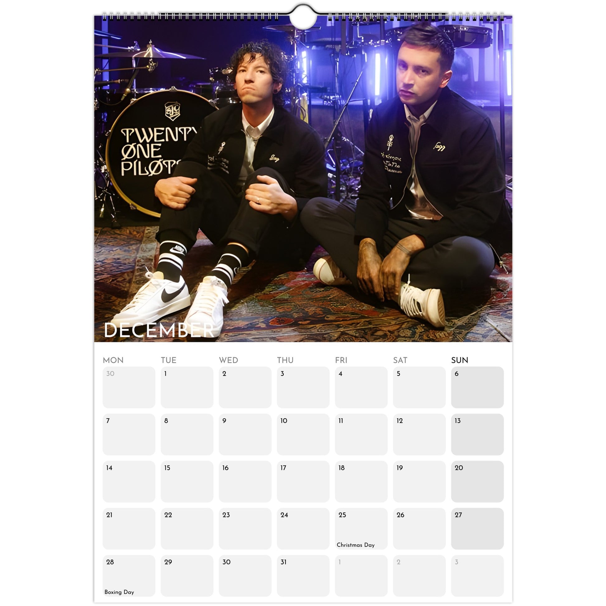 Twenty One Pilots 2026 A3 wall calendar December