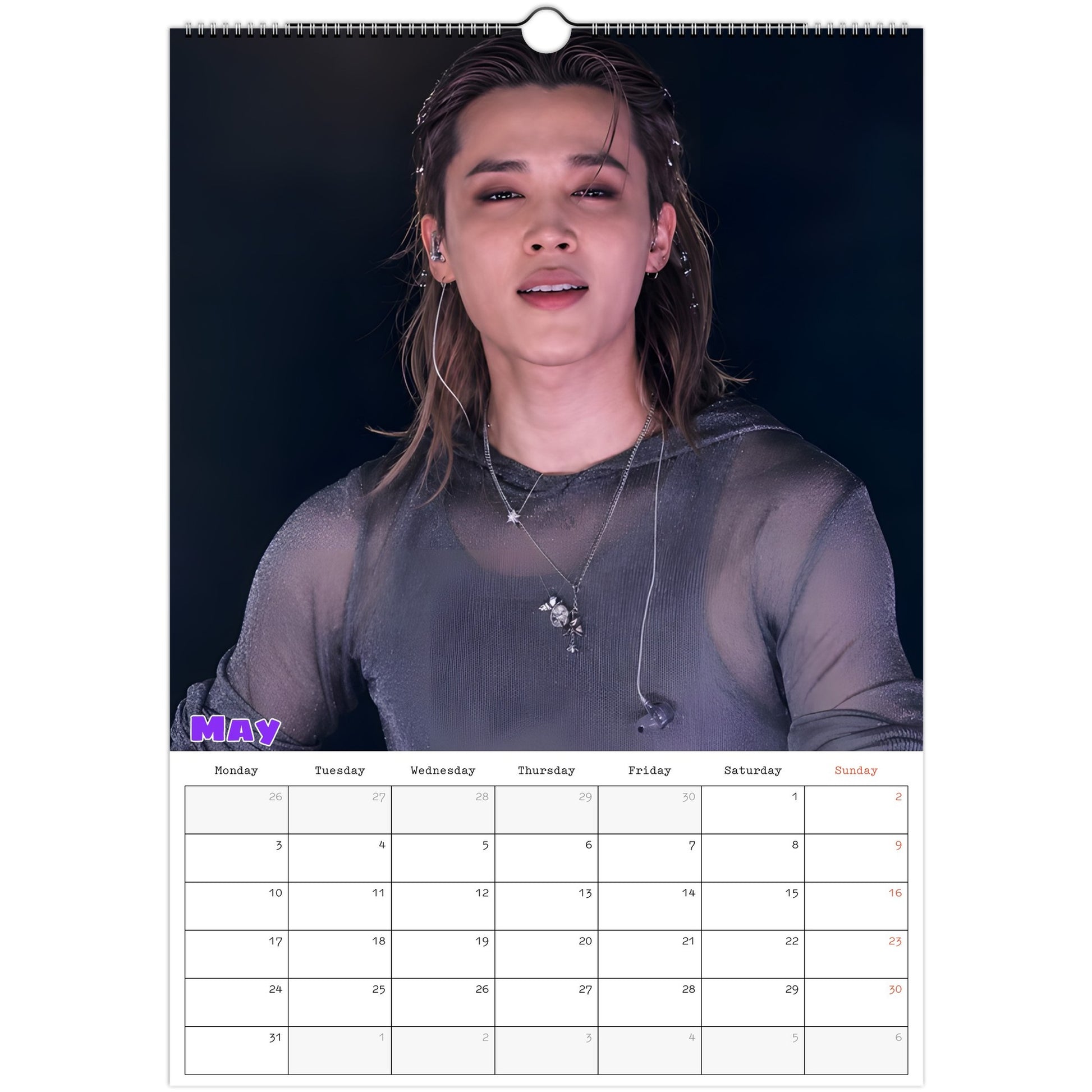 BTS Jimin Calendar 2027 May page