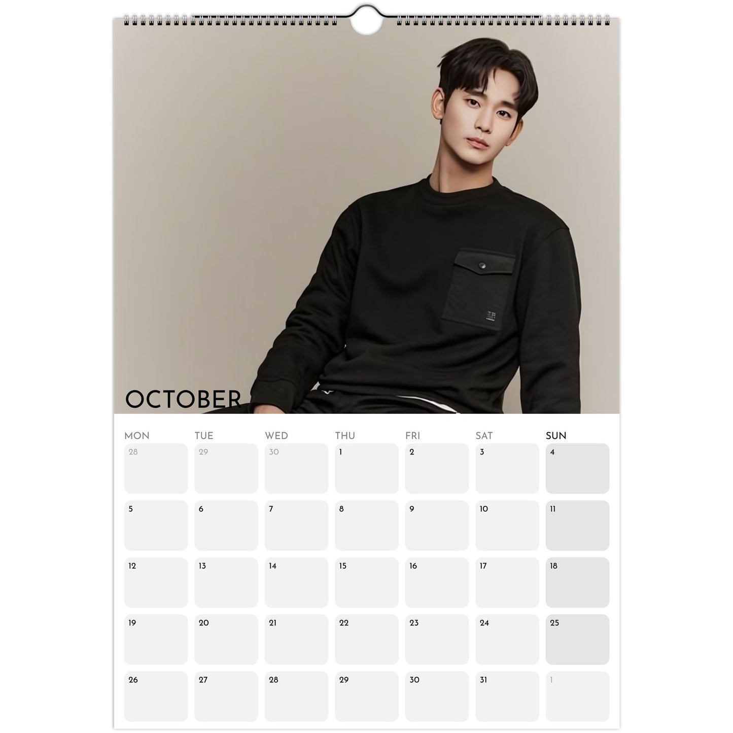 Kim Soo‑hyun 2026 A3 wall calendar October