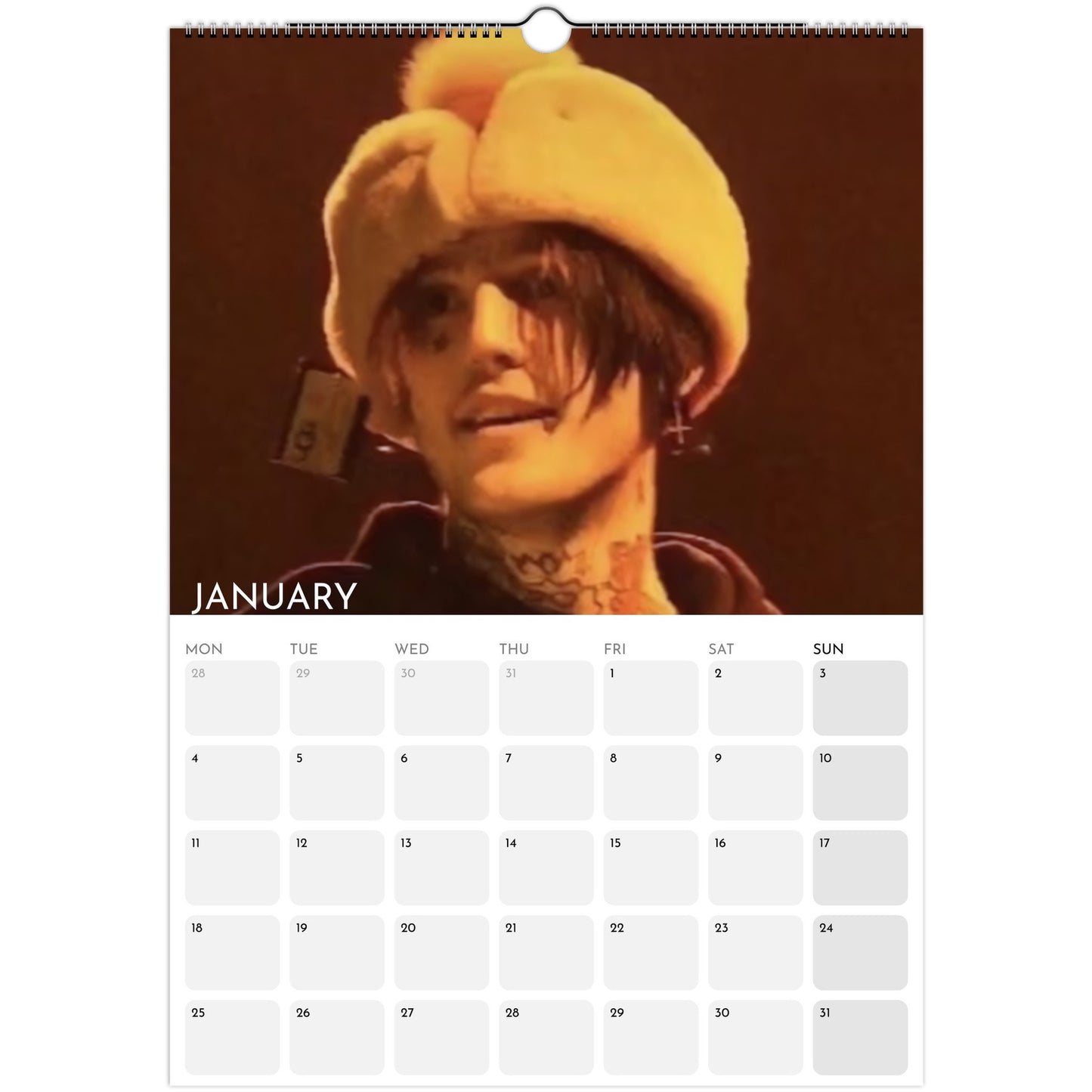 Lil Peep 2026 A3 wall calendar January 2027