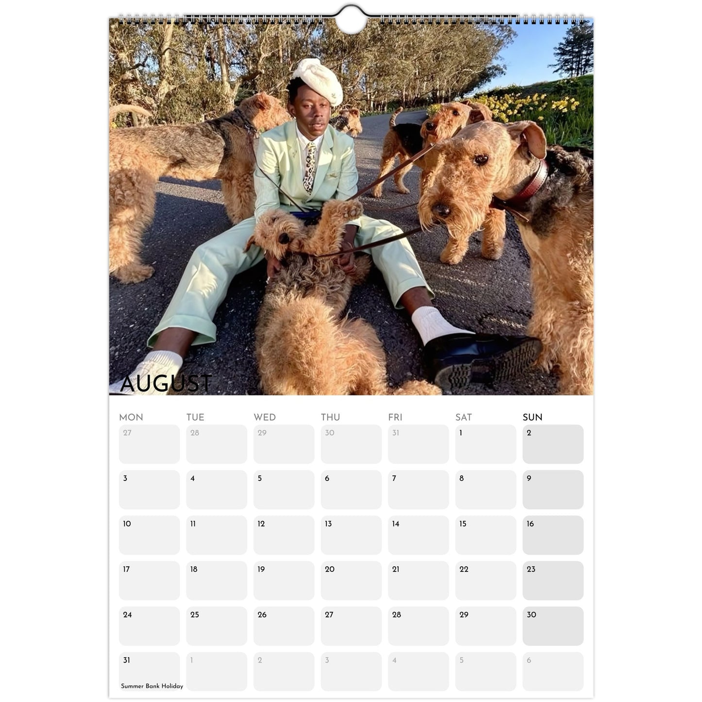 Tyler, The Creator 2026 A3 wall calendar August