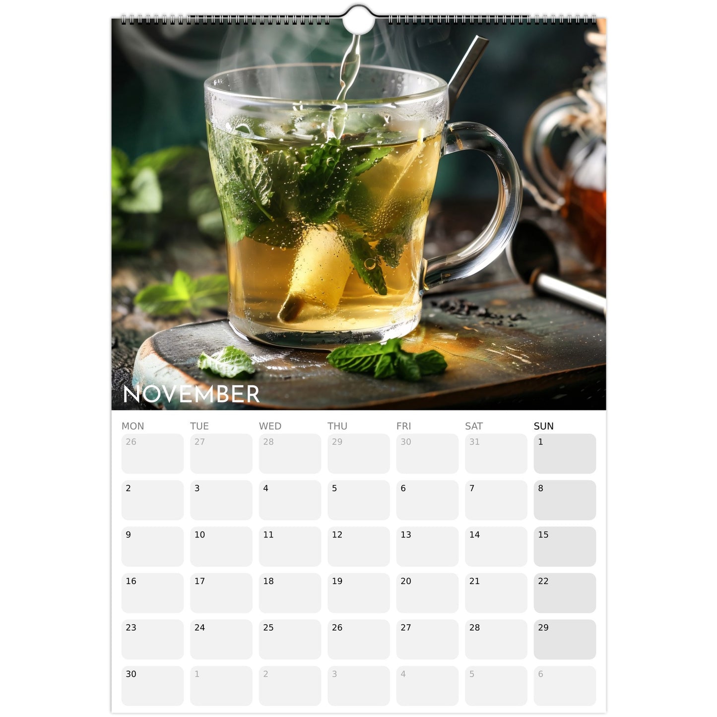 Tea Lovers 2026 A3 wall calendar November