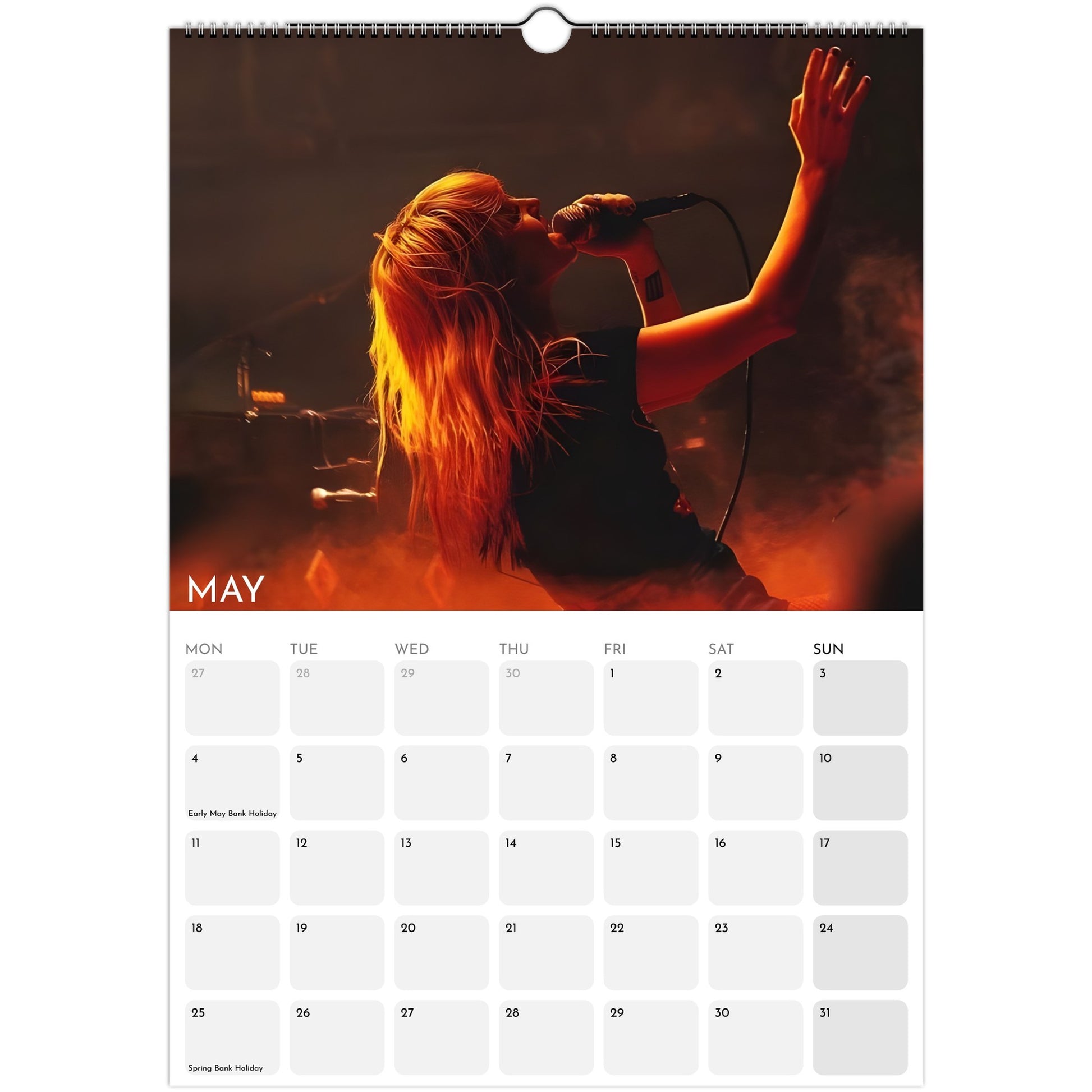Paramore and Hayley Williams 2026 A3 wall calendar May