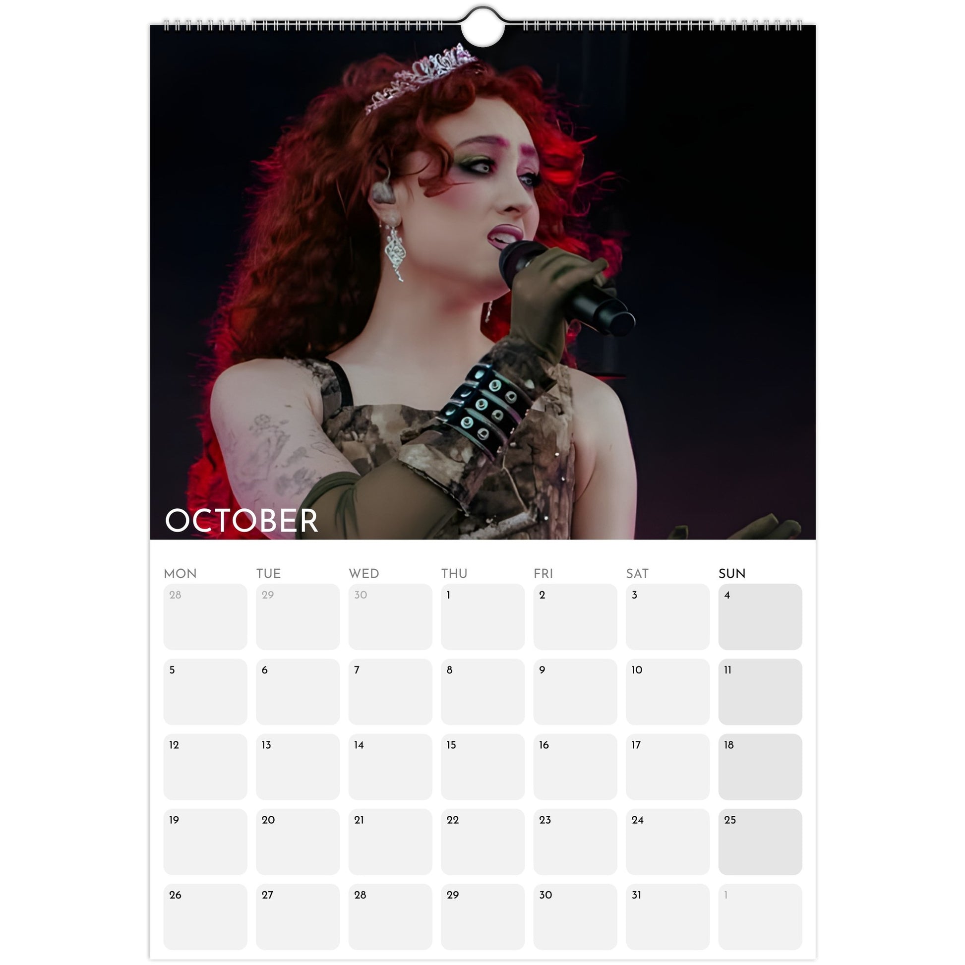 Chappell Roan 2026 A3 wall calendar October