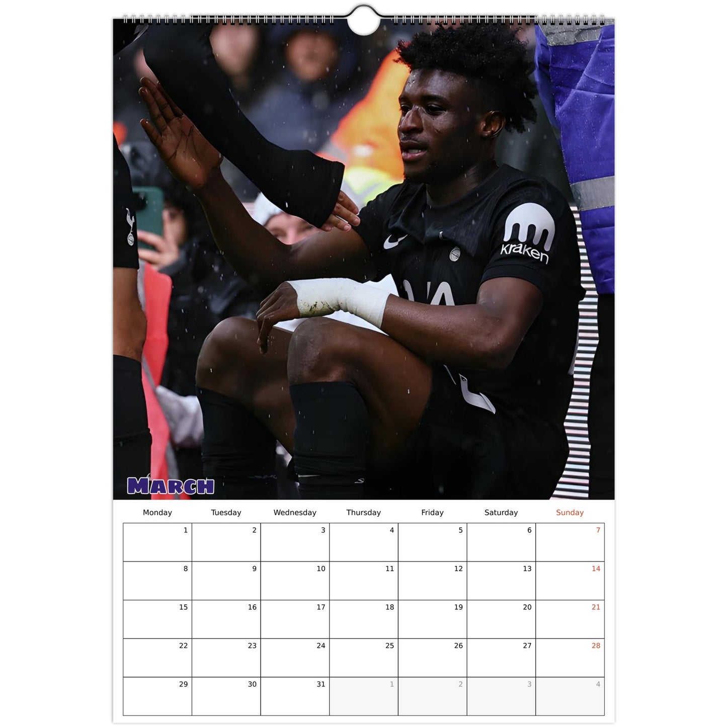 Tottenham Calendar March page