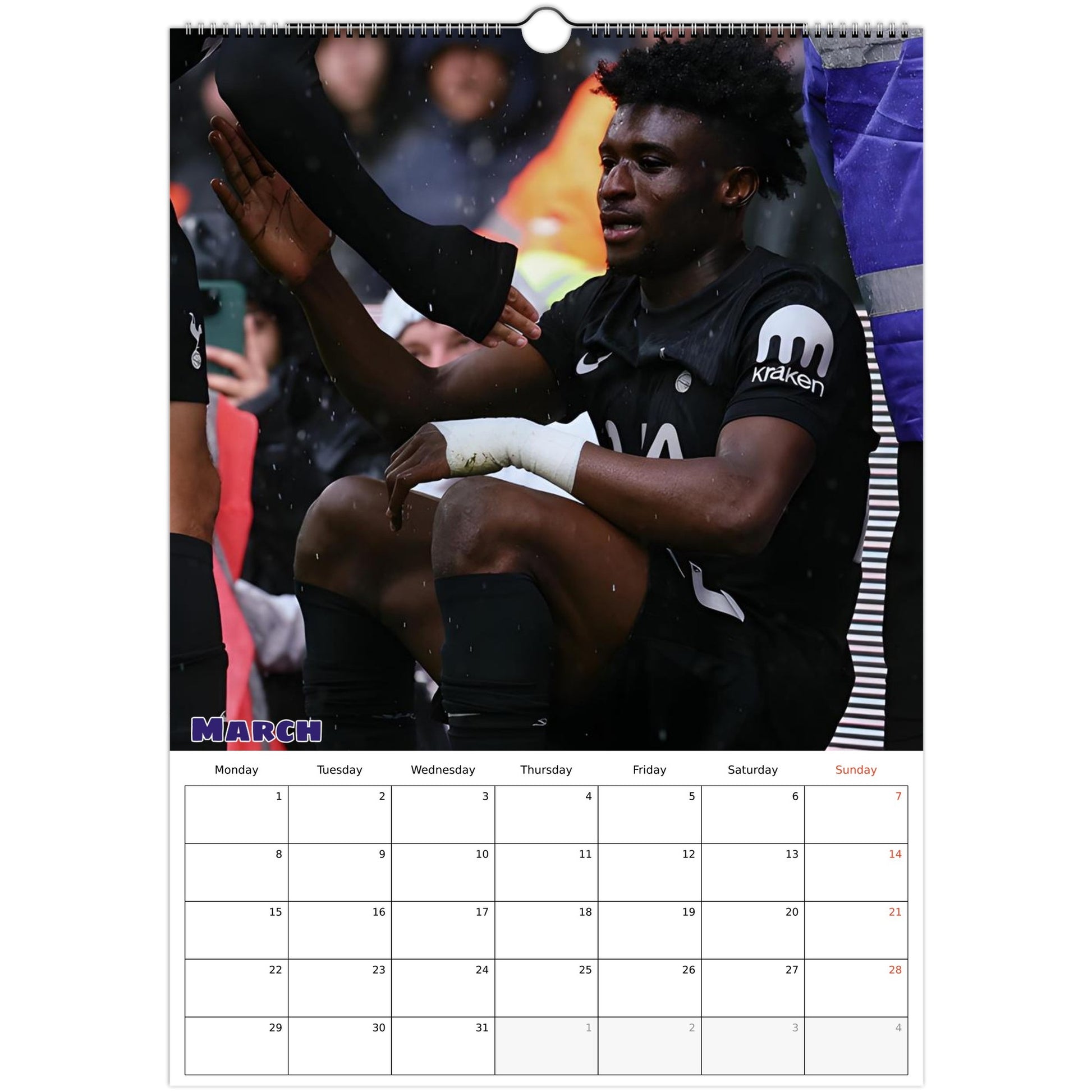 Tottenham Calendar March page