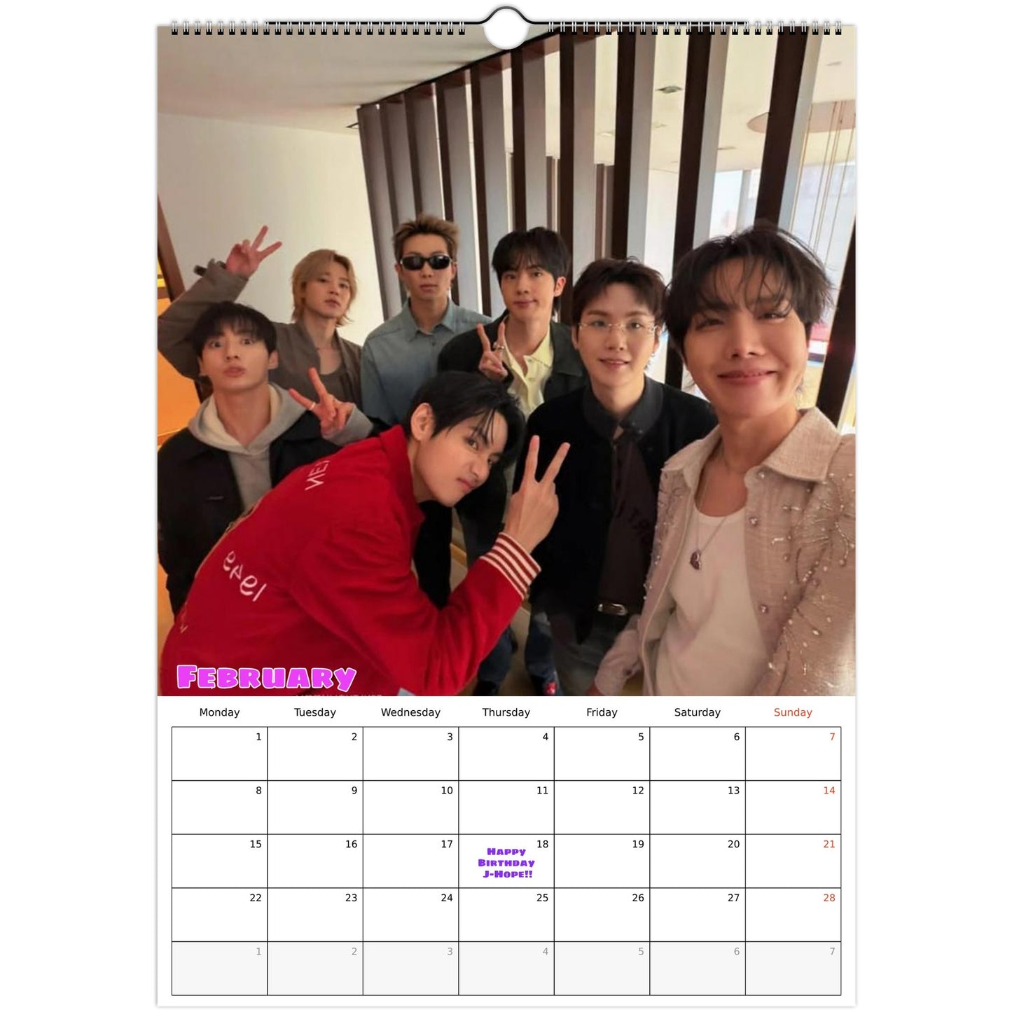 BTS February calendar page 