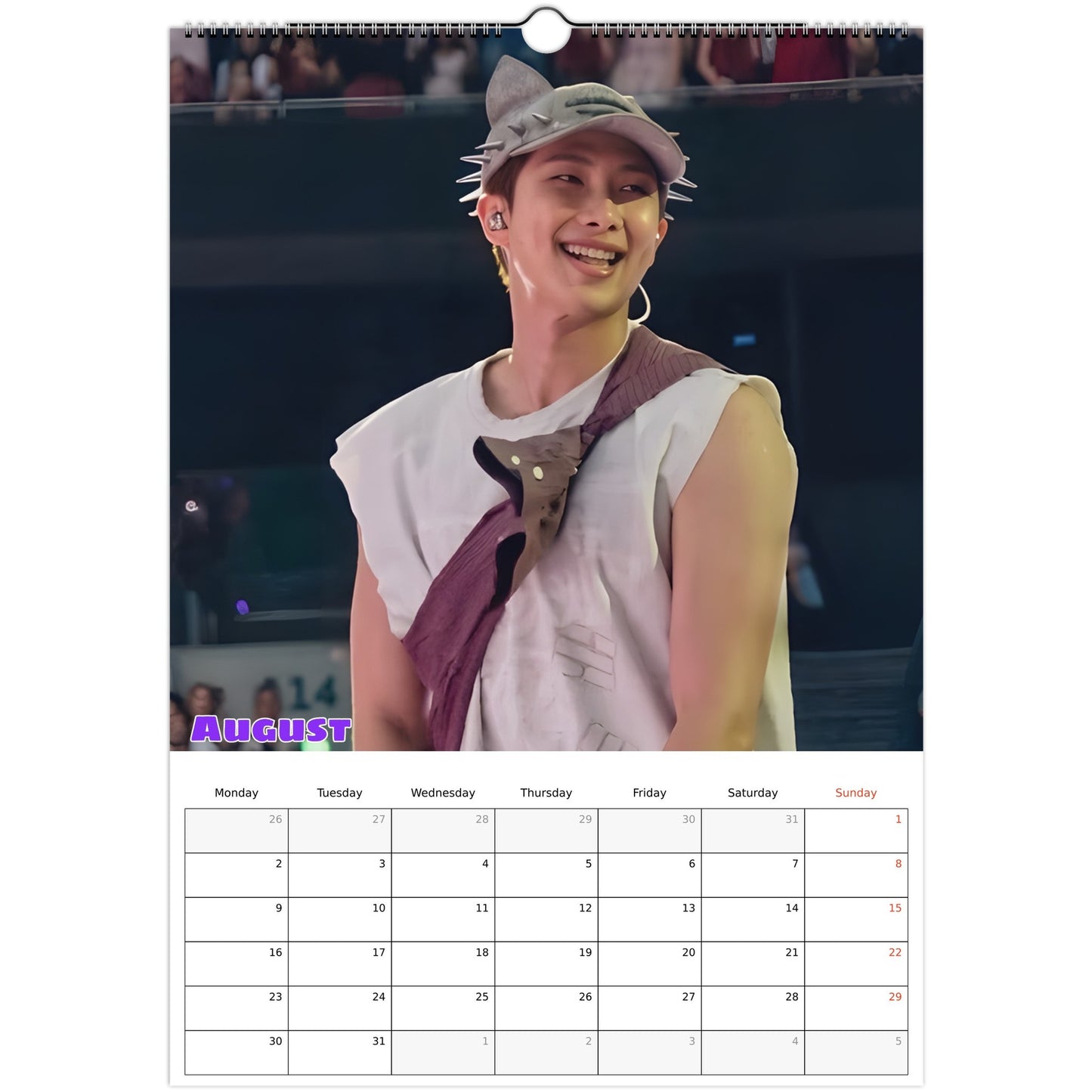 BTS RM Calendar 2027 August page