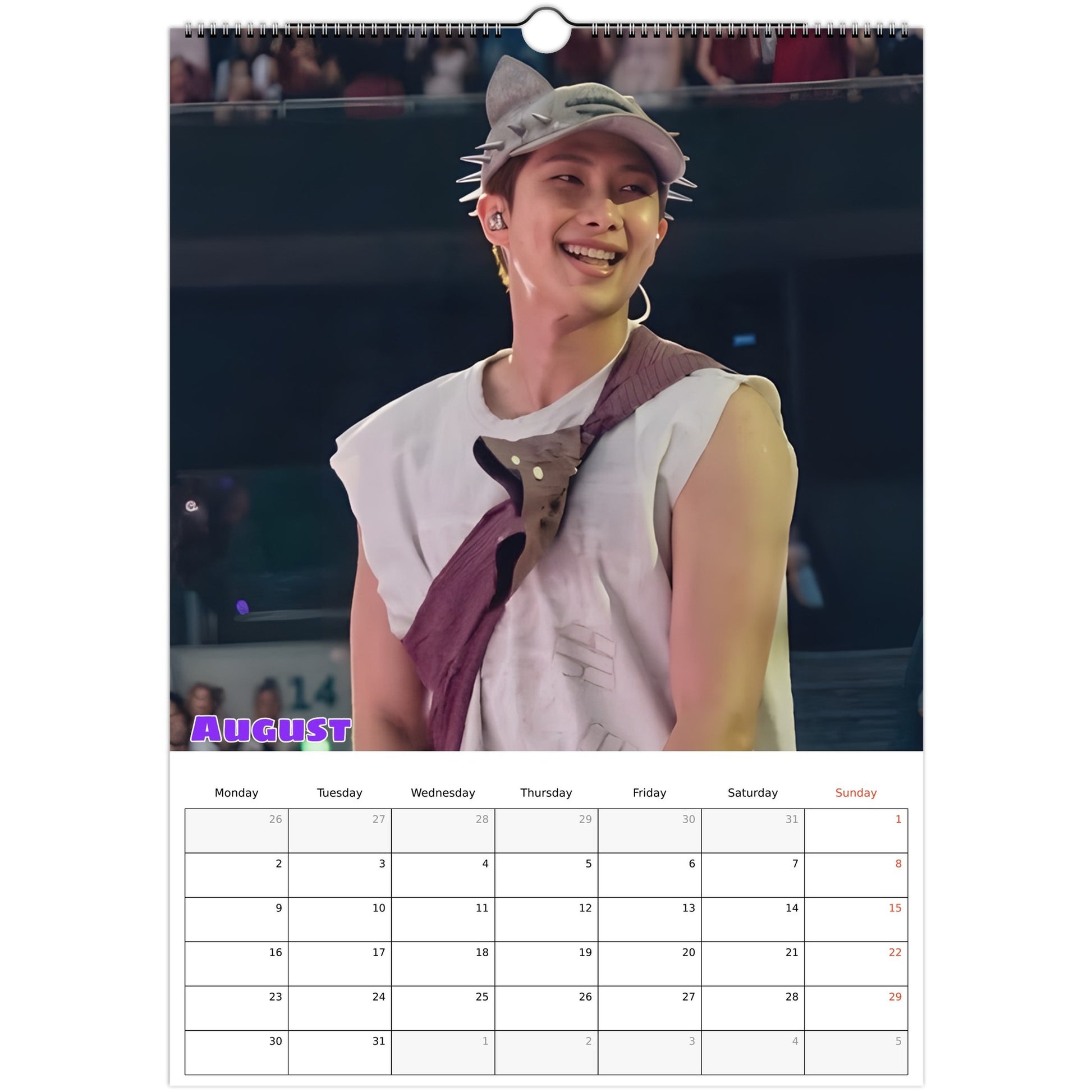 BTS RM Calendar 2027 August page